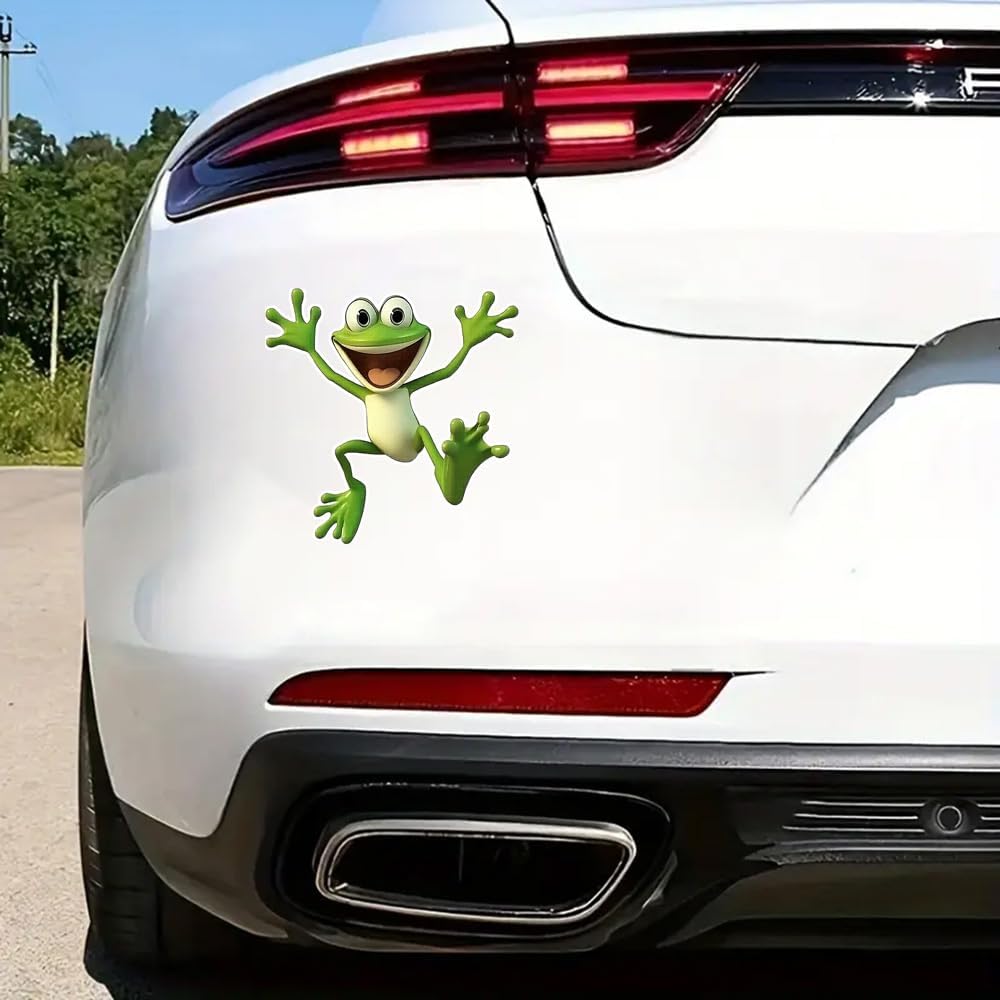 2 pcs The Frog with Big Red Eyes Funny Car Bumper Sticker,5 Inch Vinyl Decal, Waterproof,Die-Cut for Cars,Windows,Laptops W-13 - Image 2