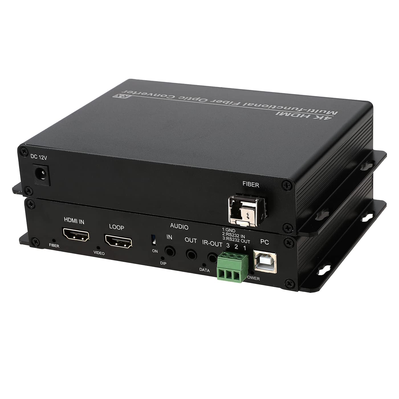 4K HDMI Over Fiber Optic Extender, w/KVM/RS232 Data/IR/3.5mm Audio/Optical SFP, Uncompressed HDMI Optical Transceiver, Singlemode up to 6.2Miles/10Km.
