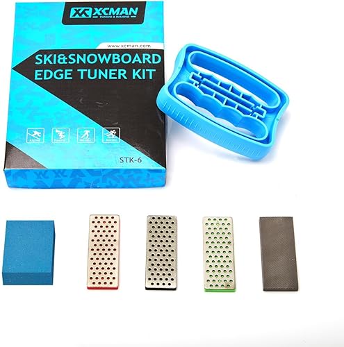 XCMAN - Kit de afinación biselada para snowboard y esquí herramienta de ángulo lateral de esquí+3 archivos de diamantes + piedra gomosa