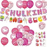 🦄【Exquisites Design】 : Deko einschulung-Dekorationssets ist Macaron-Rosa-Lila und das Einhorn-Design ist sehr gut für Mädchen geeignet. Zarter Latexballon und Zuckertütenbanner mit aufgedruckten Lerngrafikelementen und Einhornelementen mit wunderschönem metallischem Glanz, dieses einschulung deko mädchen ist einzigartig. Das exquisite Design kann nicht nur die Aufmerksamkeit der Kinder auf sich ziehen, sondern es Kindern auch ermöglichen, Arbeit und Ruhe beim Lernen zu kombinieren.