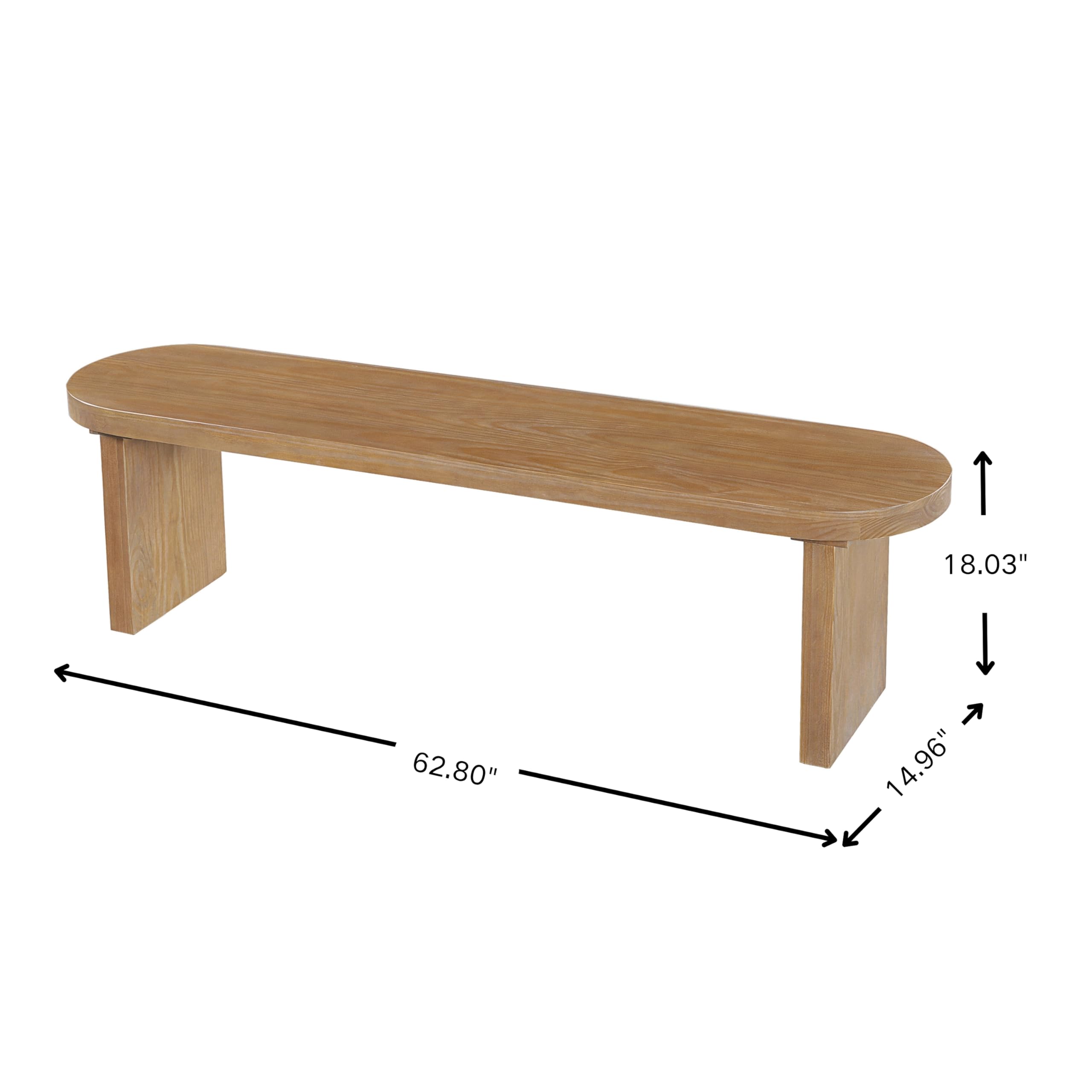 Christopher Knight Home Arford 62.8" Indoor Pine Dining Bench, Solid Wood Bench Seat for Dining Table, Modern Oval Dining Seat, Spacious Seating, Long Footstool for Living Room Dining Room, Pine Wood