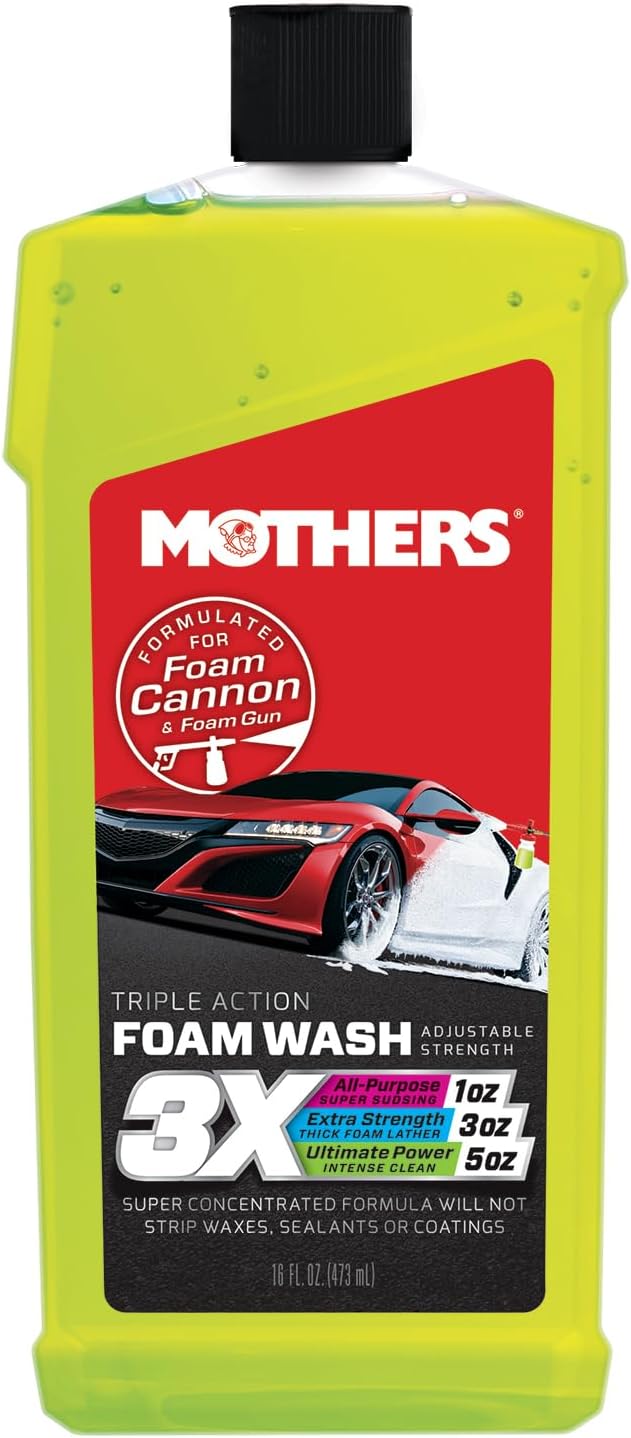 Triple Action Foam Wash, 16 oz. — pH Balanced, Eco-Friendly, Super-Sudsy, Foam Cannon, Safely Clean Without Stripping Wax, Sealant or Coating, Remove Dirt & Grime, Super Concentrated (05616)