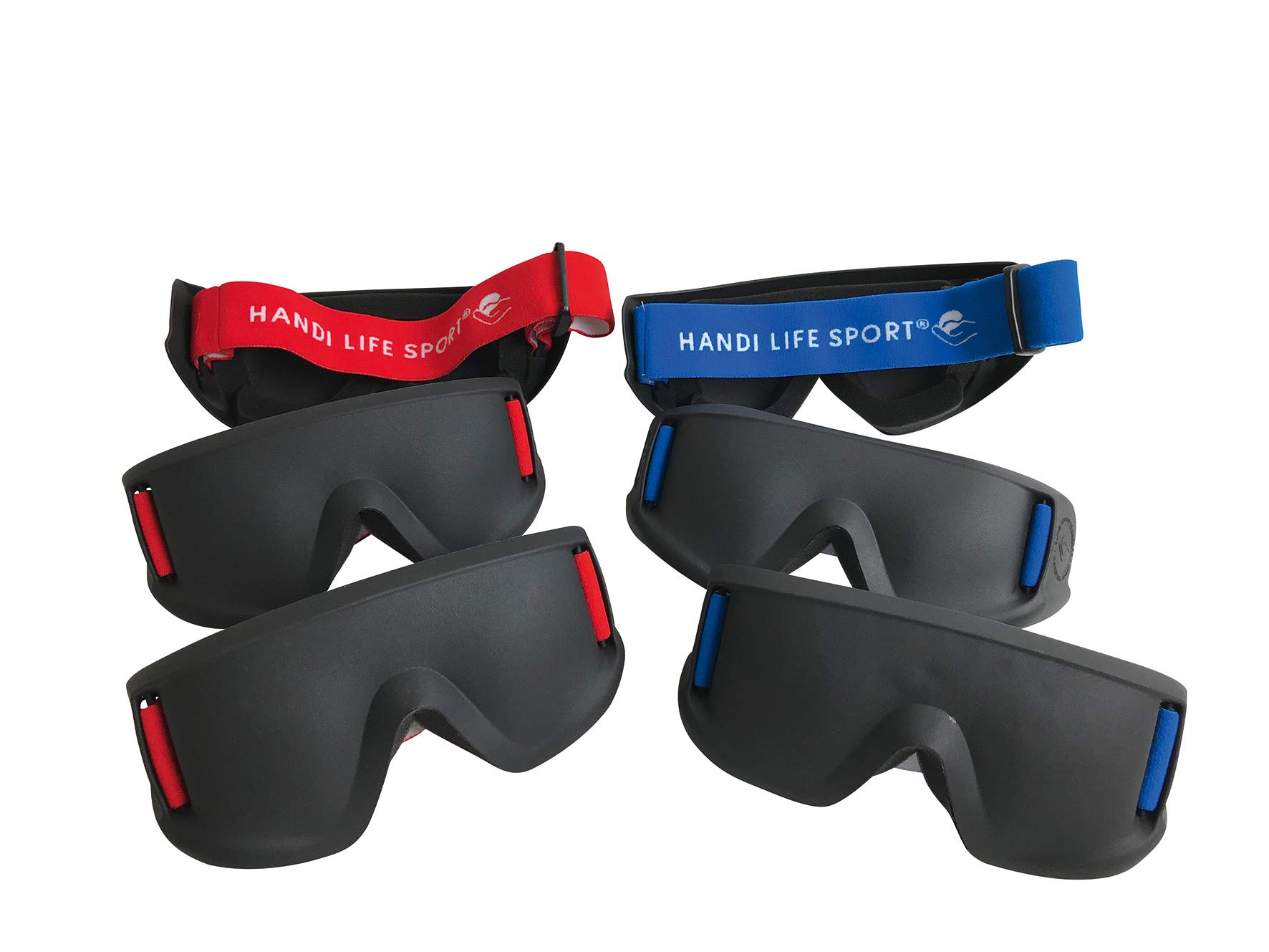Handi Life Sport | 6 Justa Blind Sports Masks | for Blind Soccer, Goalball, Torball, Showdown | Adaptive Sports | Blue and Red