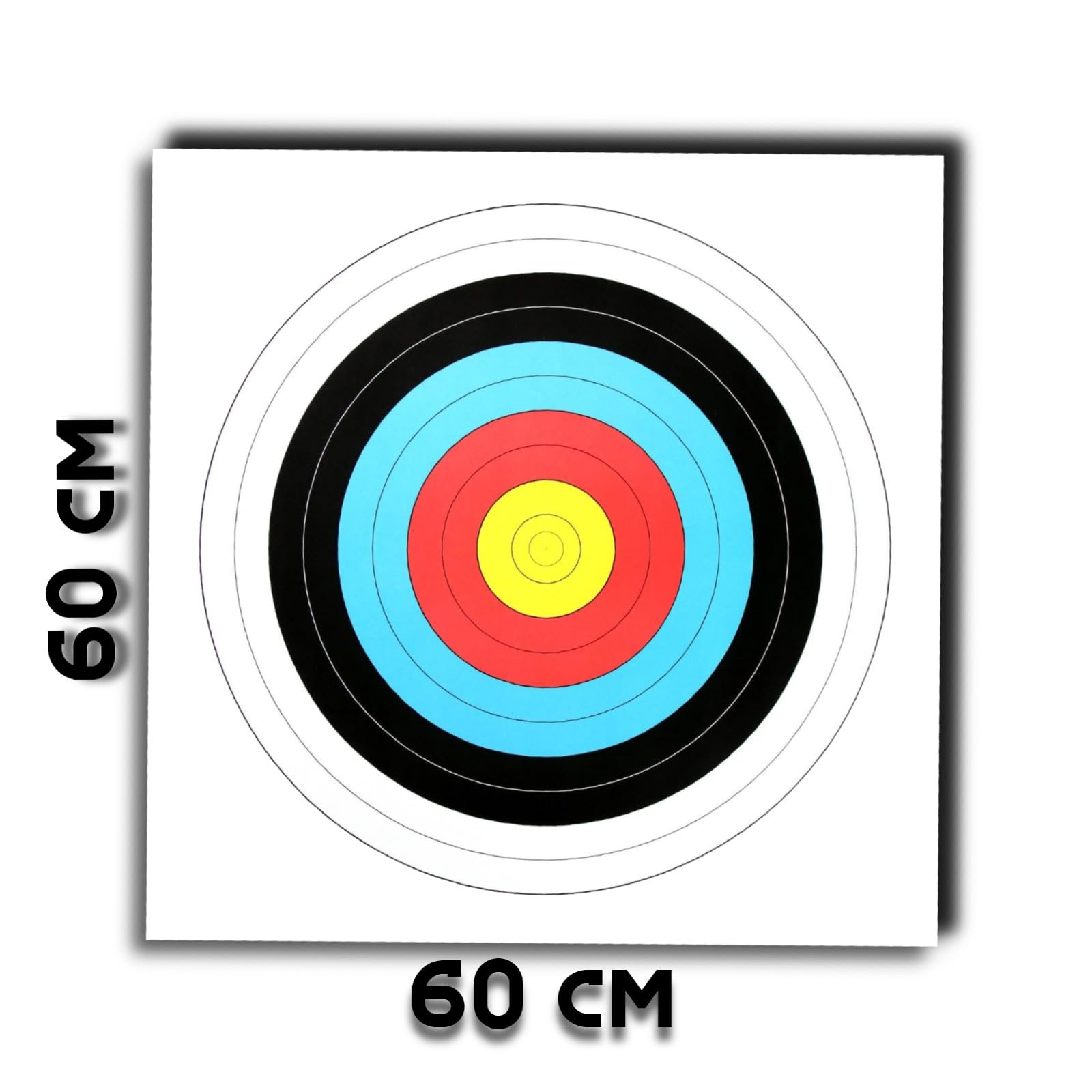 20 Stück Zielscheibenauflage nach FITA Abmaßen, Ø 60cm | Bogenschießen Zielscheibe Auflage 60x60 cm, 10 Ring Zielpapier für Jagd & Training Schießen