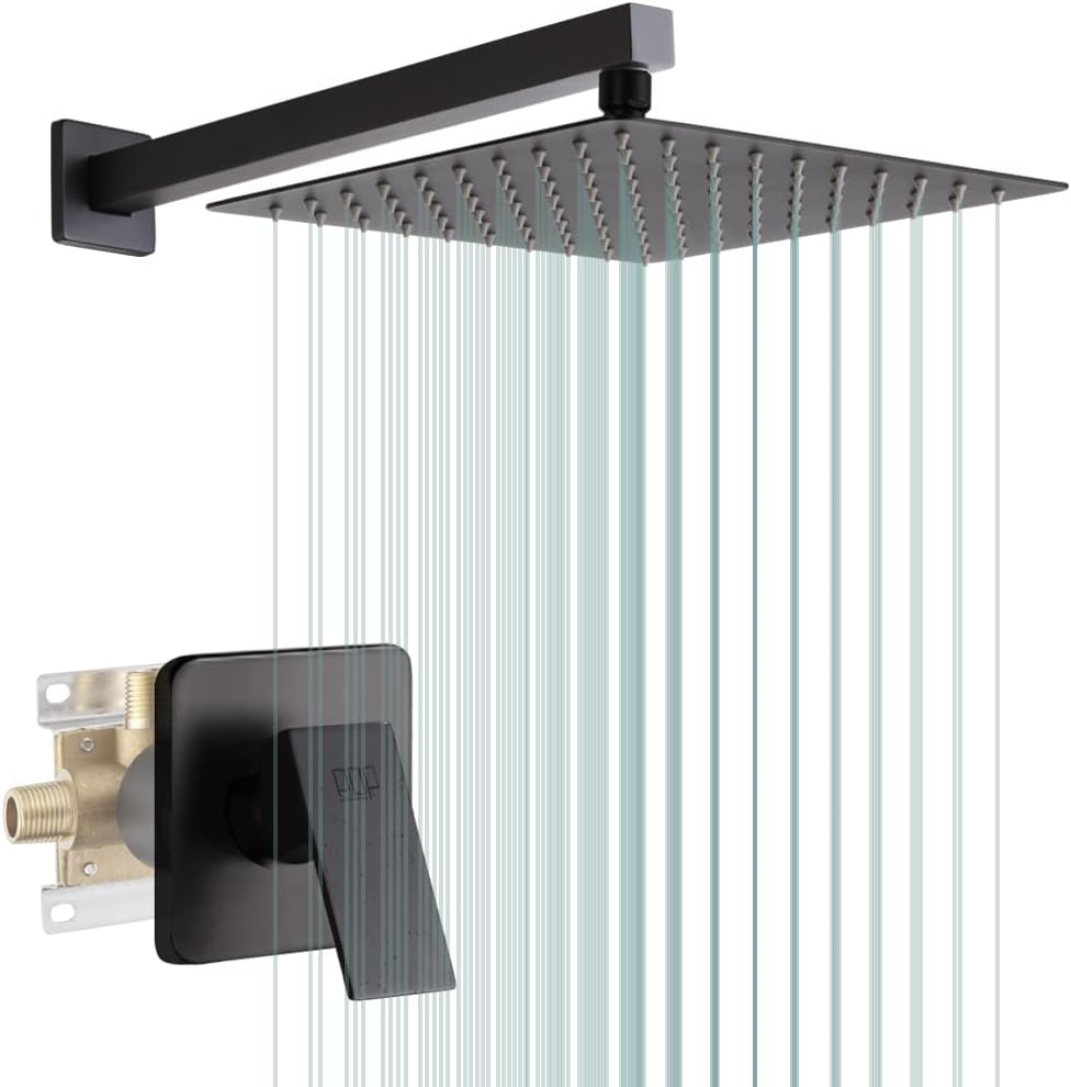 10 Inch Matte Black Shower Only Faucet Set Bathroom Rainfall Shower