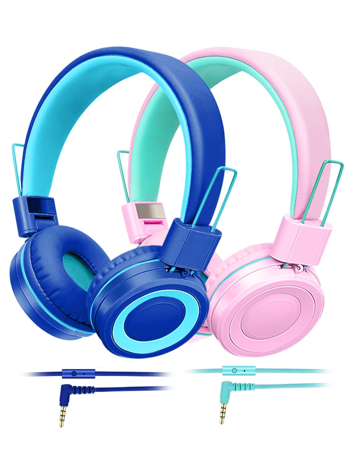 CN-Outlet Kids Headphones with Microphone for School PC PS4 PS5 Laptop Mac Switch Tablet Xbox One Earphone,Wired Foldable Kids Gaming Headset for