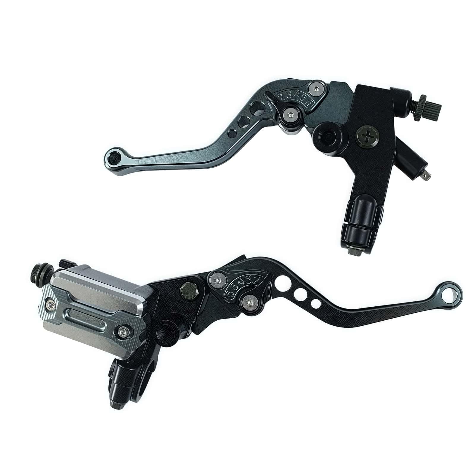 Trkimal Grey Motorcycle Brake And Clutch Lever 7/8"(22Mm) Master Cylinder Reservoir Levers Universal Handlebar Brake (Grey)
