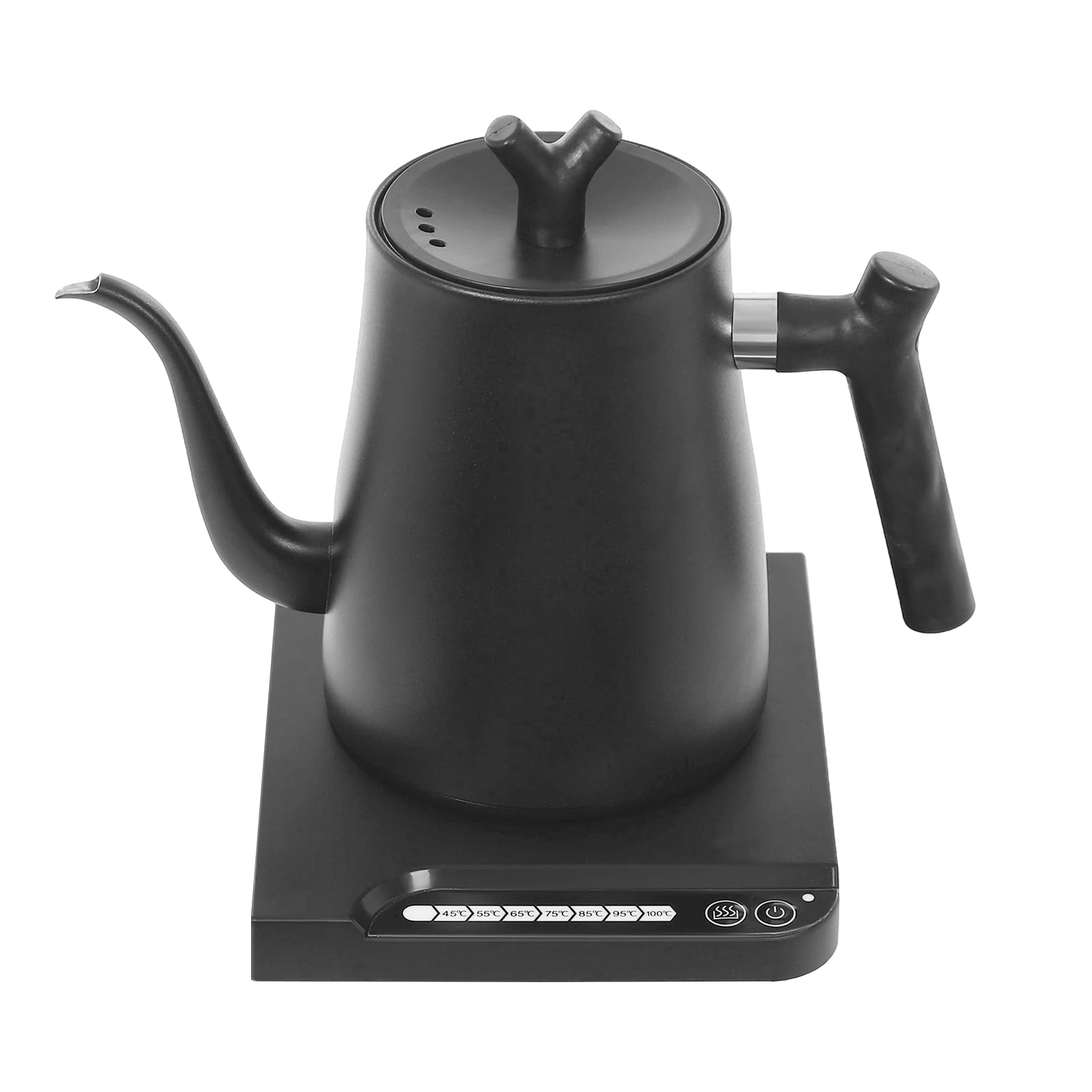 Hervidor eléctrico de 1 L, 1000 W, 7 niveles de temperatura del agua ajustables, cuello de cisne, para café y té, color negro