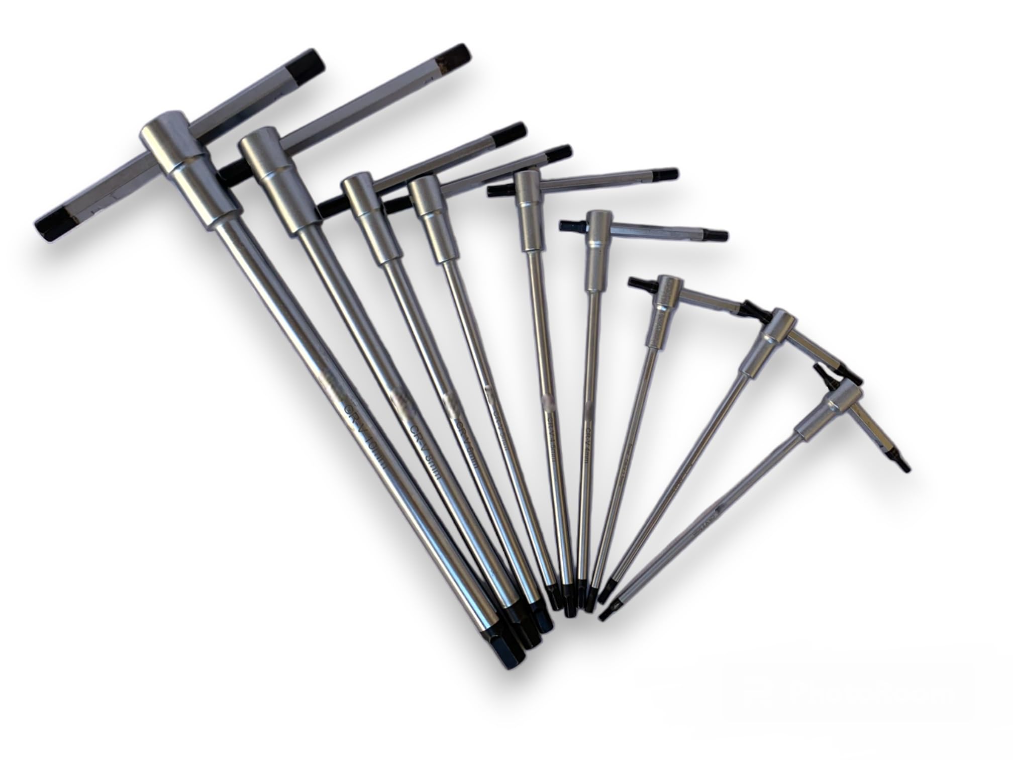 Set di chiavi esagonali a T con aggancio multiplo ed asta scorrevole 9 pezzi 2,5-10mm Cromo Vanadio