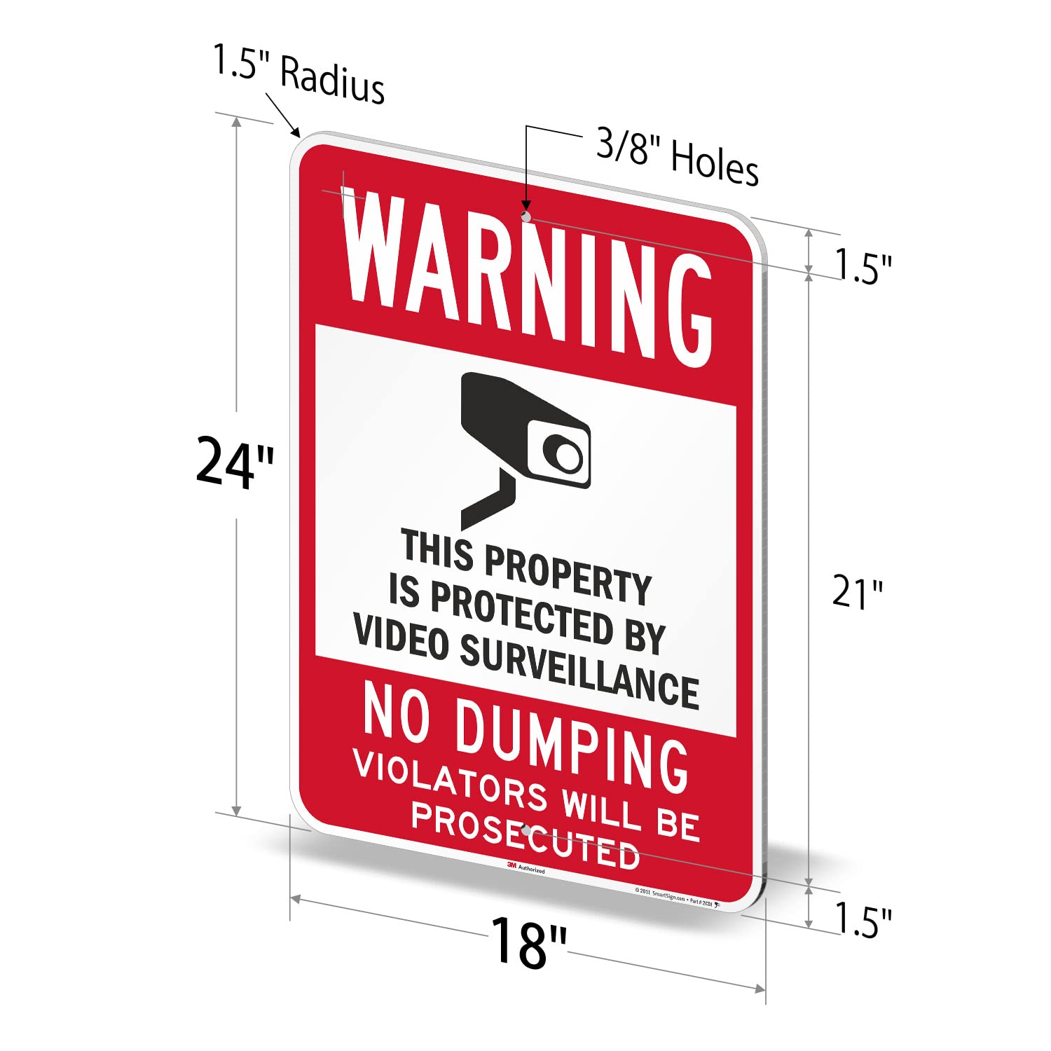 SmartSign 3M Reflective Security Label - 'Monitored By Night Vision Cameras' Warning Sign, 10x7 Inches, Black/Red On White