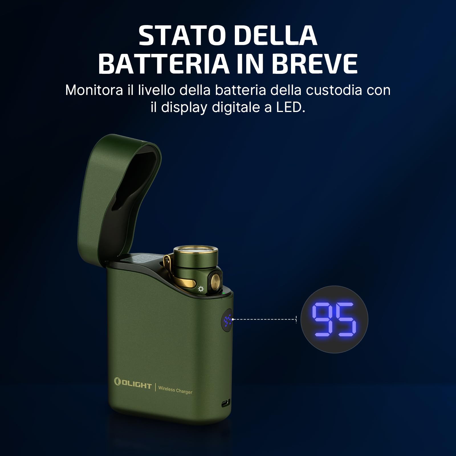OLIGHT Baton 4 kit Torcia EDC con Scatola di Ricarica di Piccole Dimensioni ad Alta Luminosità 1300lm Pulsanti Laterali in Metallo Adatta a Casa o in Viaggio All'aperto(Verde)