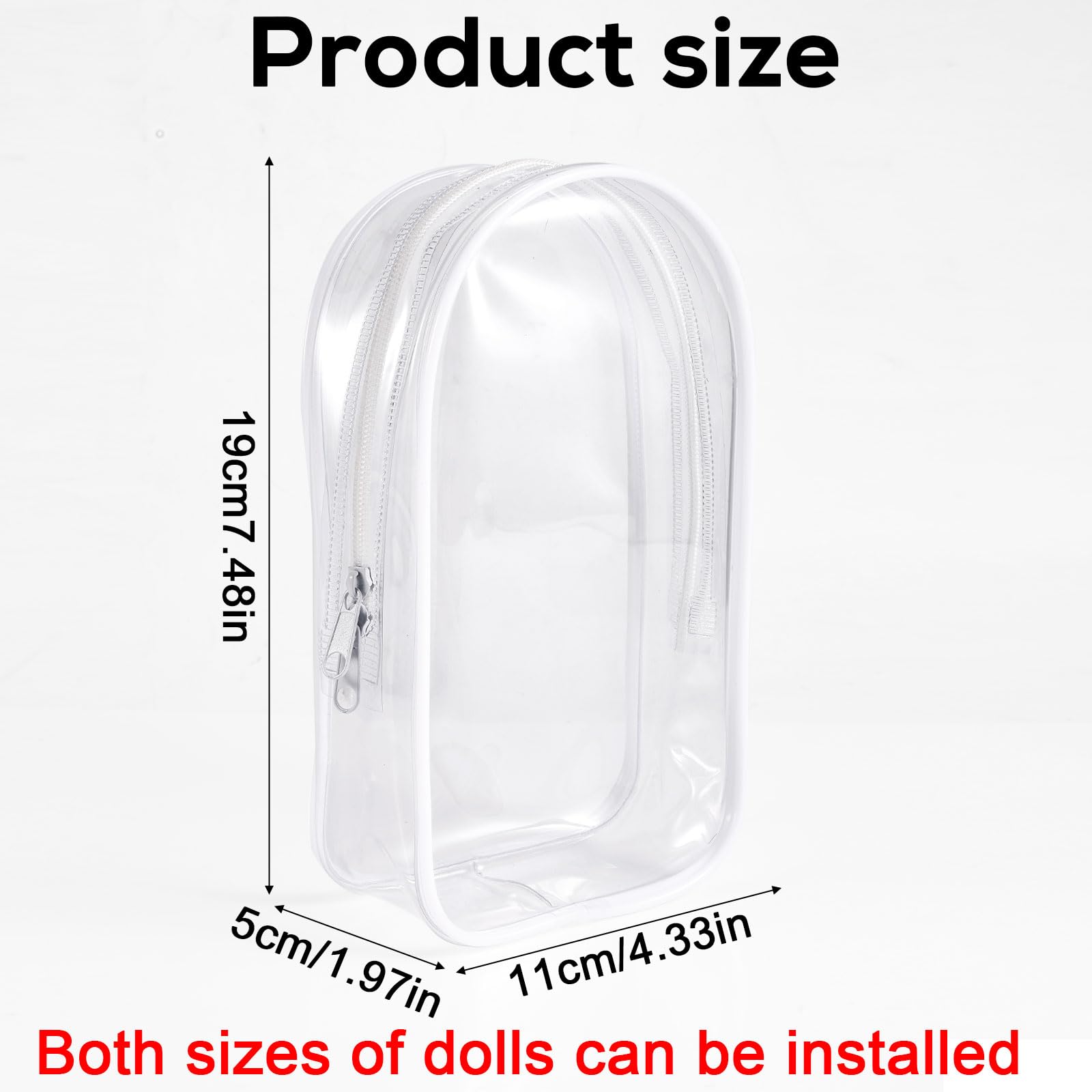 Housse De Protection Transparente Pour Poupée 15-17 Cm – Sac PVC Avec Porte-clés, Bandoulière Et Fermeture éclair