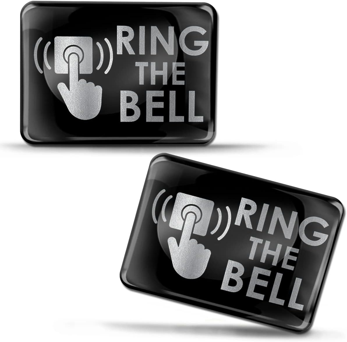 Biomar Labs 2 x 3D Gel Sign Notification Symbol Ring The Bell Doorbell Stickers Silver Marking for Gate Door KS 163