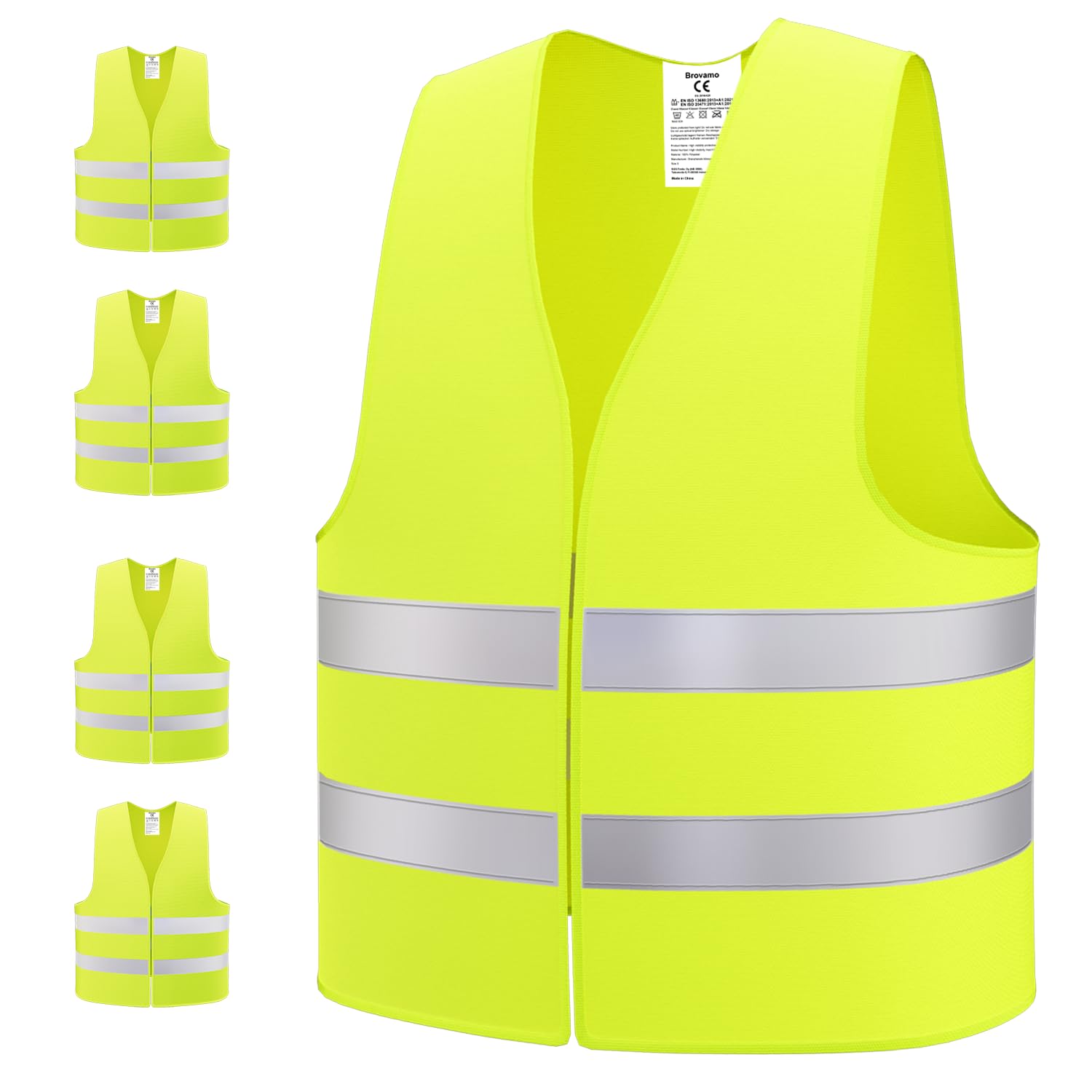 Brovamo Warnwesten Auto-Warnwesten Auto 5er-Warnweste Auto-Warnweste alle Größen-Warnweste Kinder-Warnweste Auto-Sicherheitswesten (5)