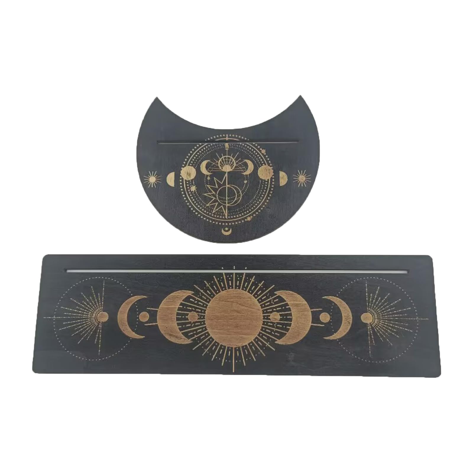 Qsvbeeqj Wooden Tarot Card Holder Display Stand Rectangle Moon Shape Tarot Deck Holder Witch Divinations Tool Easy To Carry Portable Tarot Card Display Stand Divinations Game Accessories