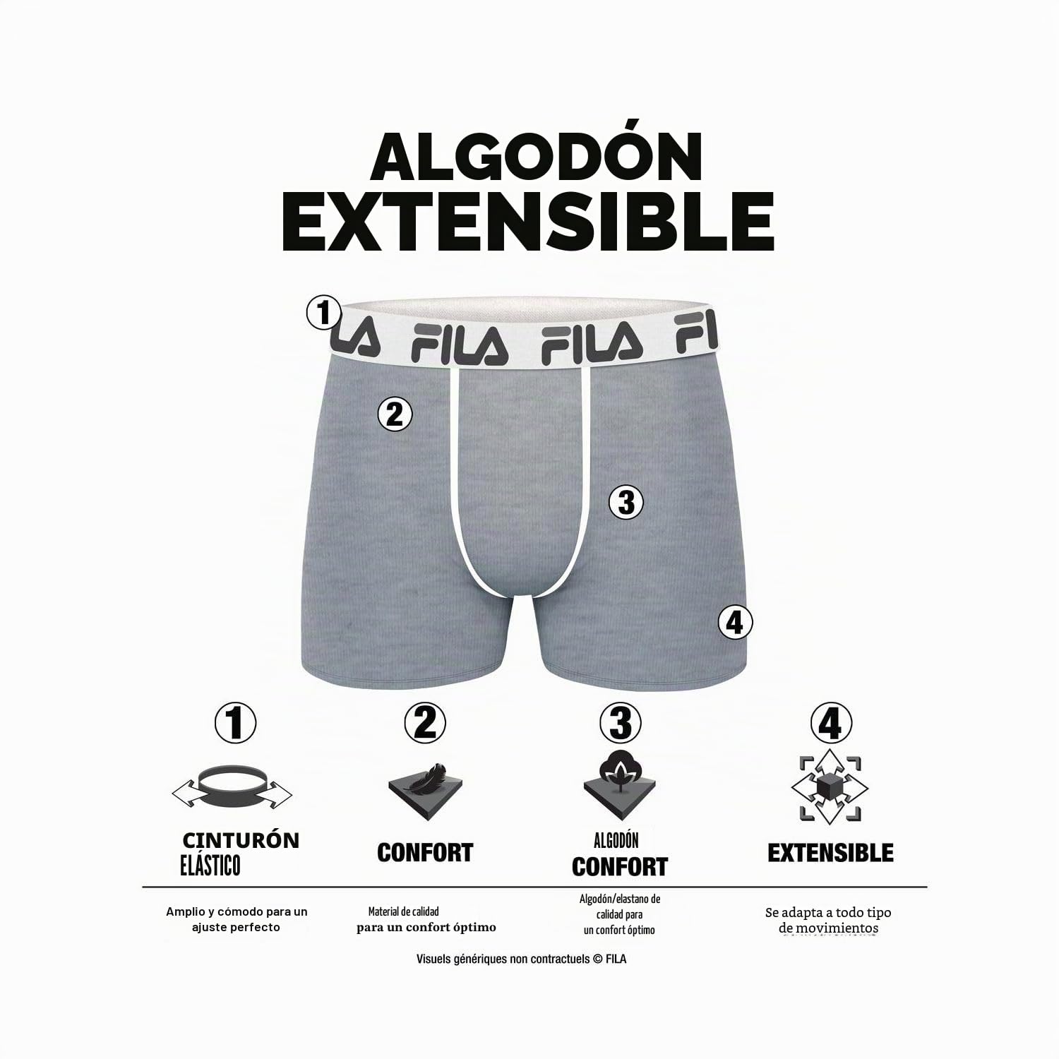 Fila Fi/1bcx4/Fu5040 Ropa Interior de Hombres Hombre (Pack de 4)