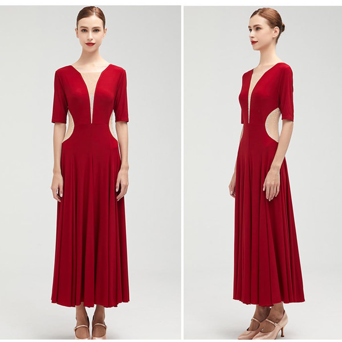 Vestido de Baile de Salón para Mujeres, Ropa de Baile de Vals Moderno, Vestido de Flamenco para Prom y Fiesta, Disfraz Lírico