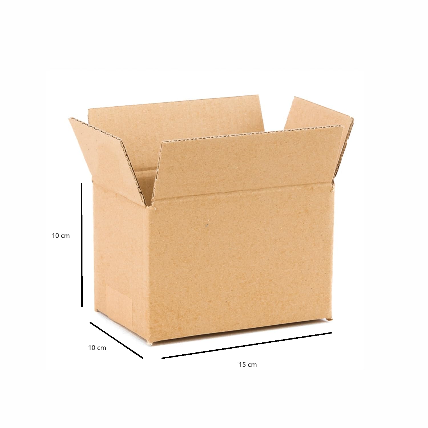 Confezione da 25 Scatole di Cartone Rinforzato con Pareti Singole, 15x10x10 cm - Prodotto nell'UE con Cartone Riciclato, Resistente per Spedizioni, Stoccaggio e Traslochi