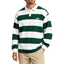 Men Oversized Sweatshirt Trend Color Matching Striped Polo Pullover Sweater