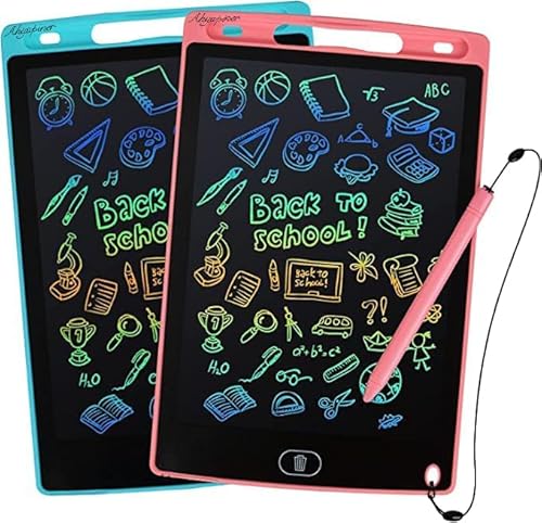 2 Pack LCD Writing Tablet | Doodle Scribbler Pad 8.5 inch Colorful Screen Drawing Board Learning Gift for Kids | Educational Toys for 3-6 Years Old Boys & Girls | Perfect Last Min