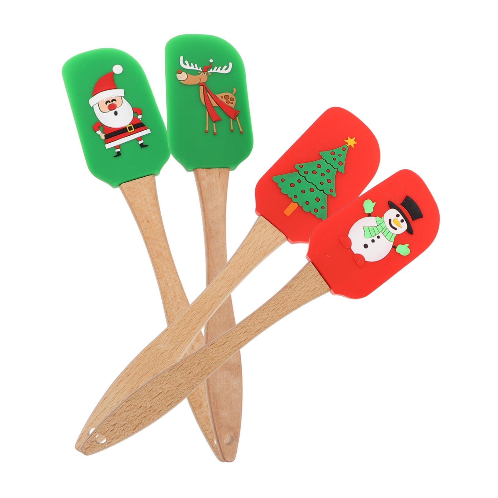 VALICLUD Lot De 4 Grattoirs En Silicone 18 Cm, Spatules à Beurre Multicolores, Épandeurs De Crème Souples, Ustensiles De Pâtisserie Cuisine Domestique Et Occasions De Noël