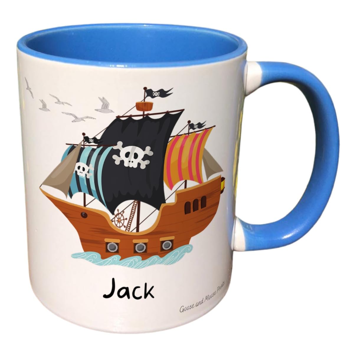 Personalised Pirate Mug Gift - Present for Pirate Lovers - Pirate Ship Gift - Personalised Pirate Mug - Country Style Mug (Red)