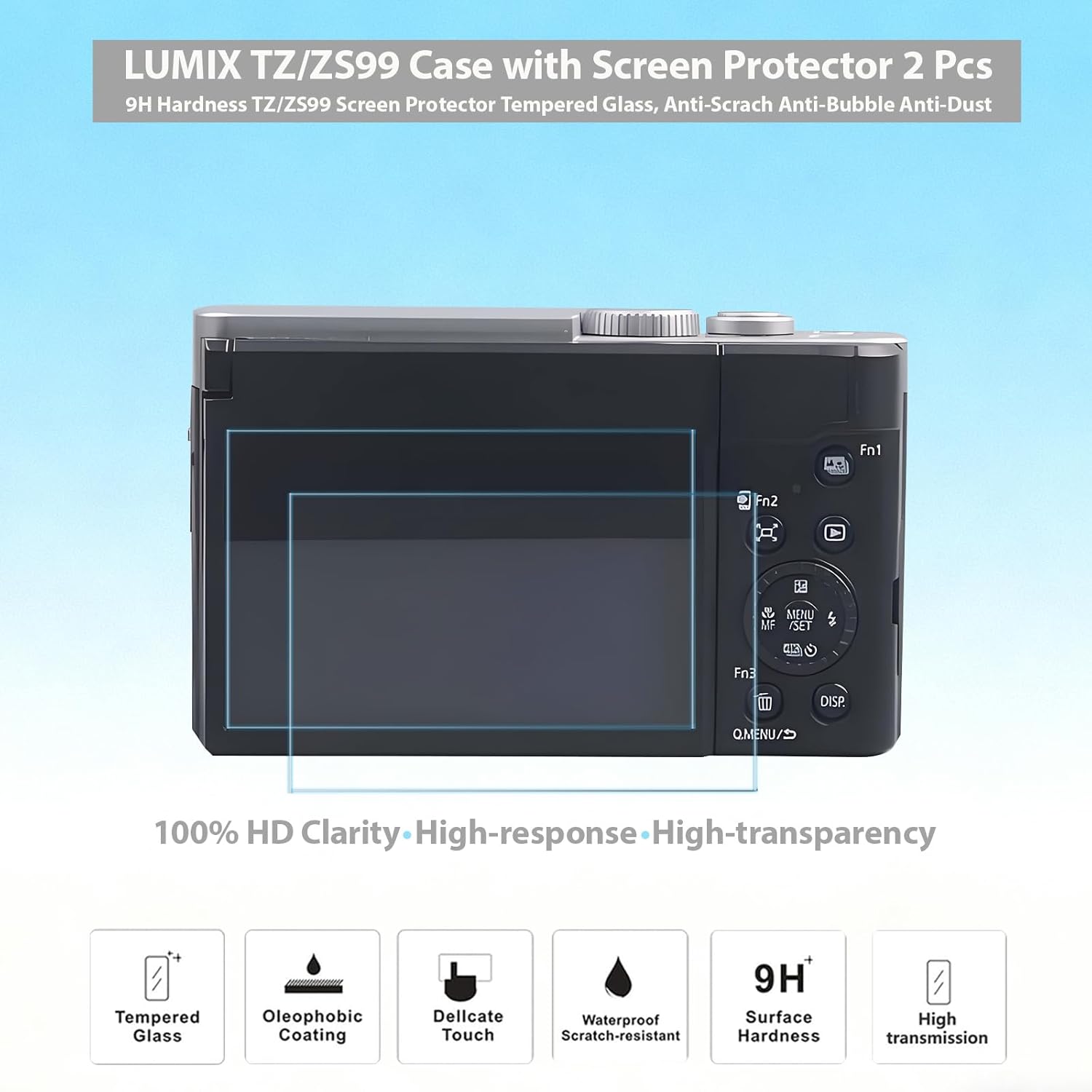 Case for Panasonic LUMIX TZ/ZS99 Point and Shoot Camera Accessories, Soft Silicone Protective Case Sleeve, Anti-Scratch with Screen Protector for Lumix ZS99 TZ99 Cover (Beige) - Image 5