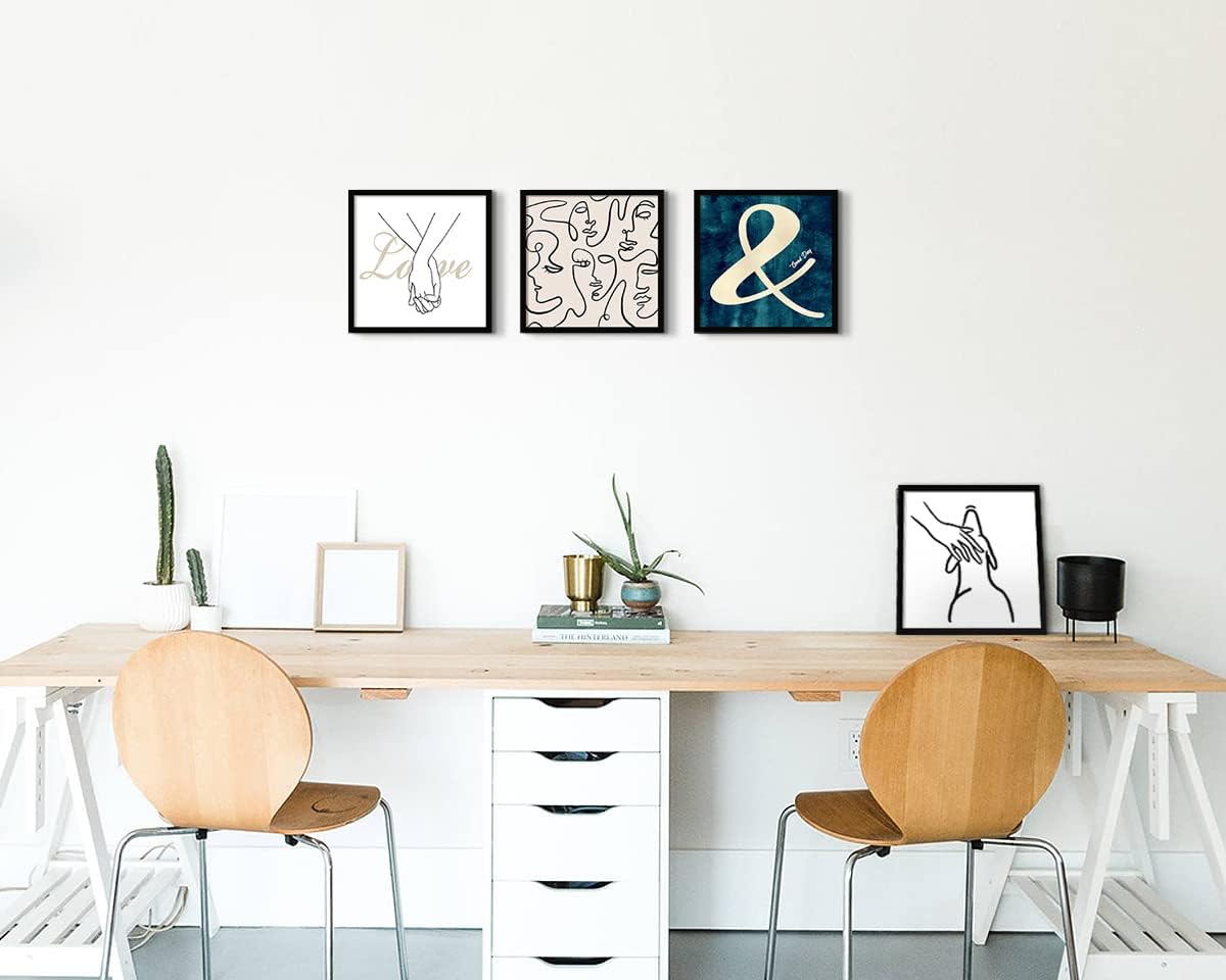 Dog Wall Art for Living Room Bedroom Framed Mid Century Black Bathroom Wall Decor Vintage Office Artwork Abstract Line Art Minimalist White Woman Silhouette Art Blue Sign Pictures Modern Paintings