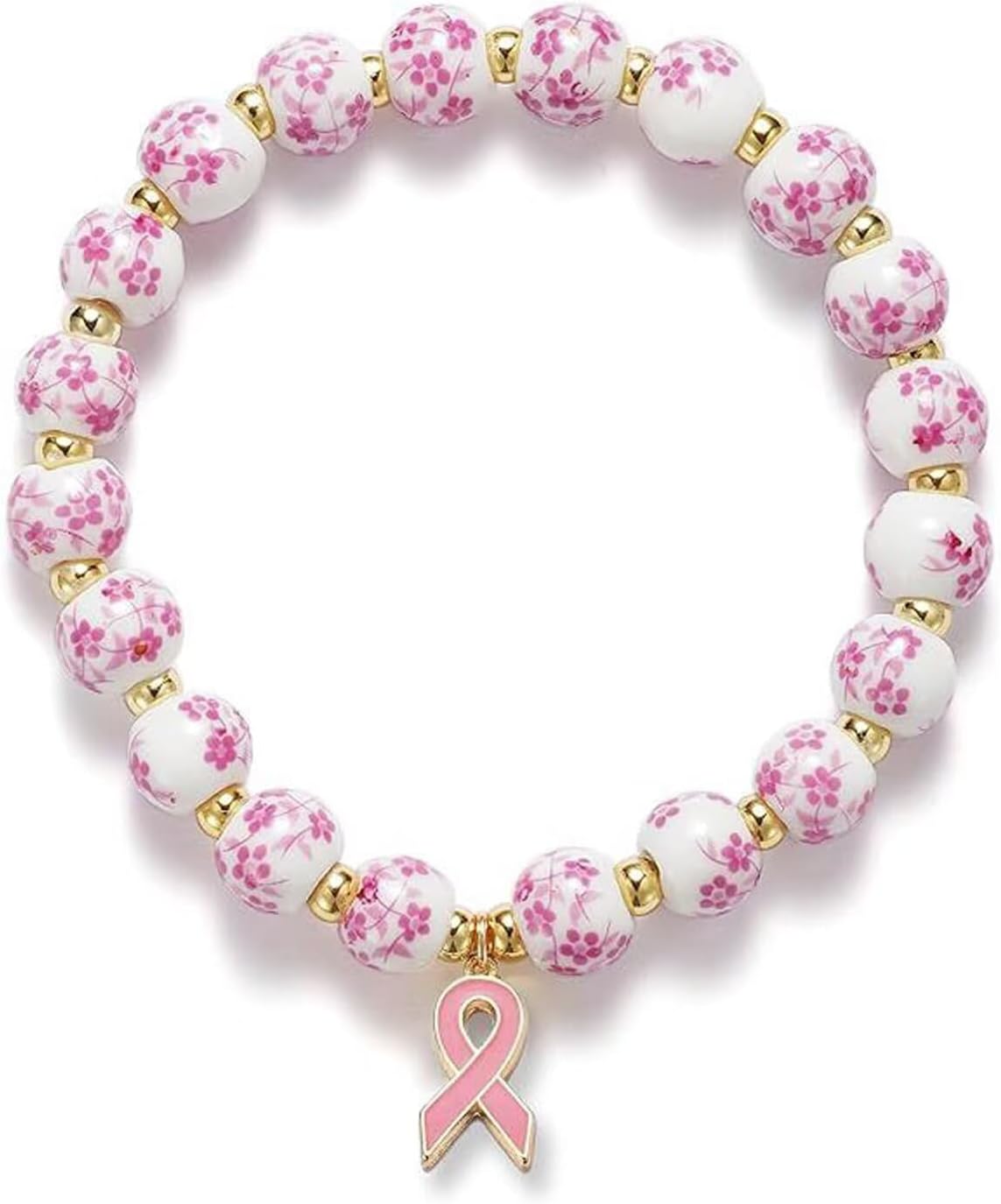 Breast Cancer Gifts for Women Breast Cancer Awareness Bracelets Handmade Beaded Pink Ribbon Charm Inspirational Bracelet Accessories Encouragement Gift - Image 2