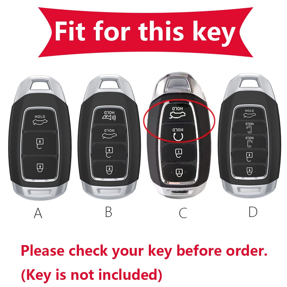 Funda Para Llave De Coche Hyundai - Estilo Fibra De Carbono, Con Llavero Y Botones Suaves, Compatible Con I30, Kona, Tucson Y Más Modelos