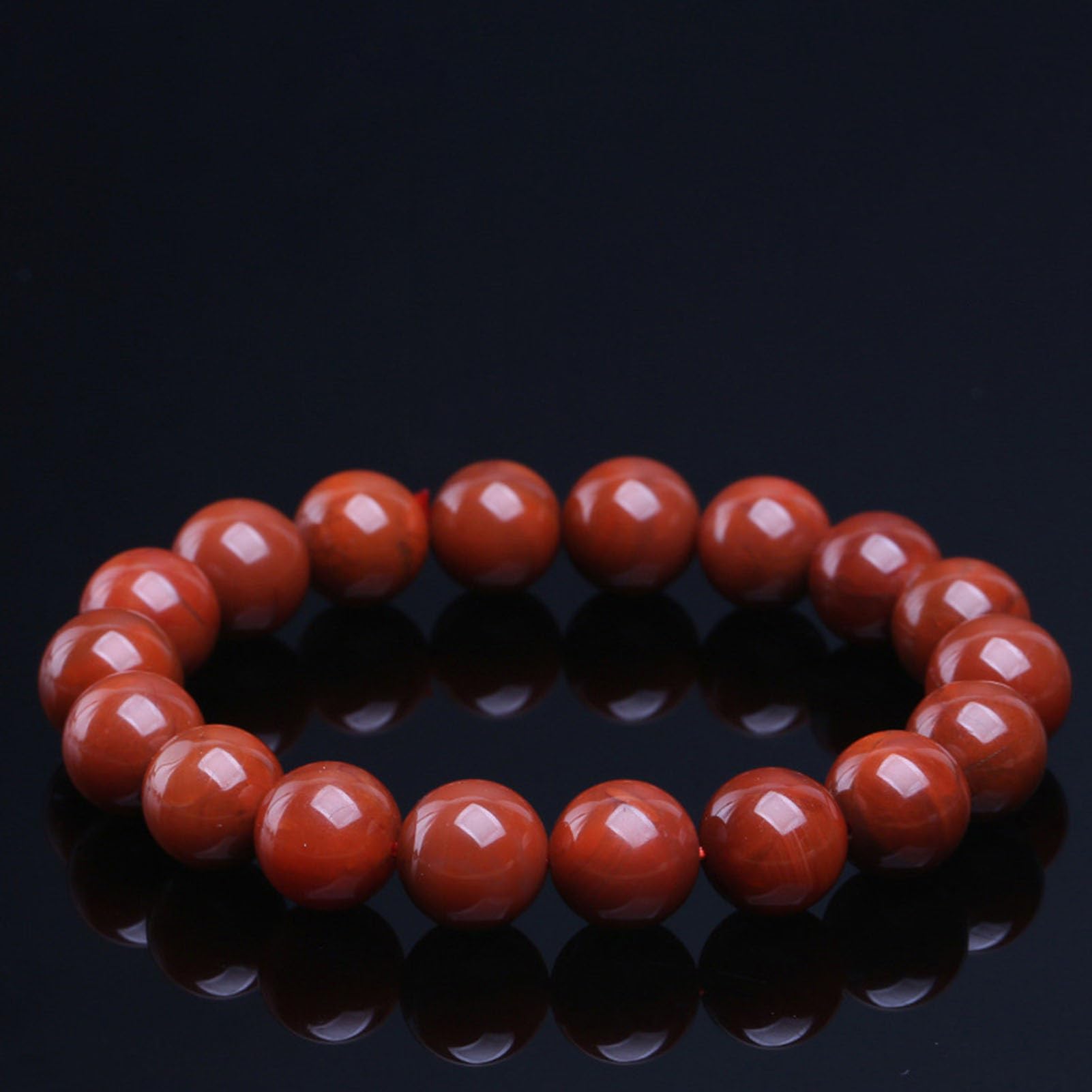 Bracciale Elasticizzato in Agata Rossa Nanhong - Autentiche Perle Cinesi di Pietra cinabro per la Messa a Terra e la Protezione, Gioielli Elastici Realizzati a Mano Pietre preziose,11MM