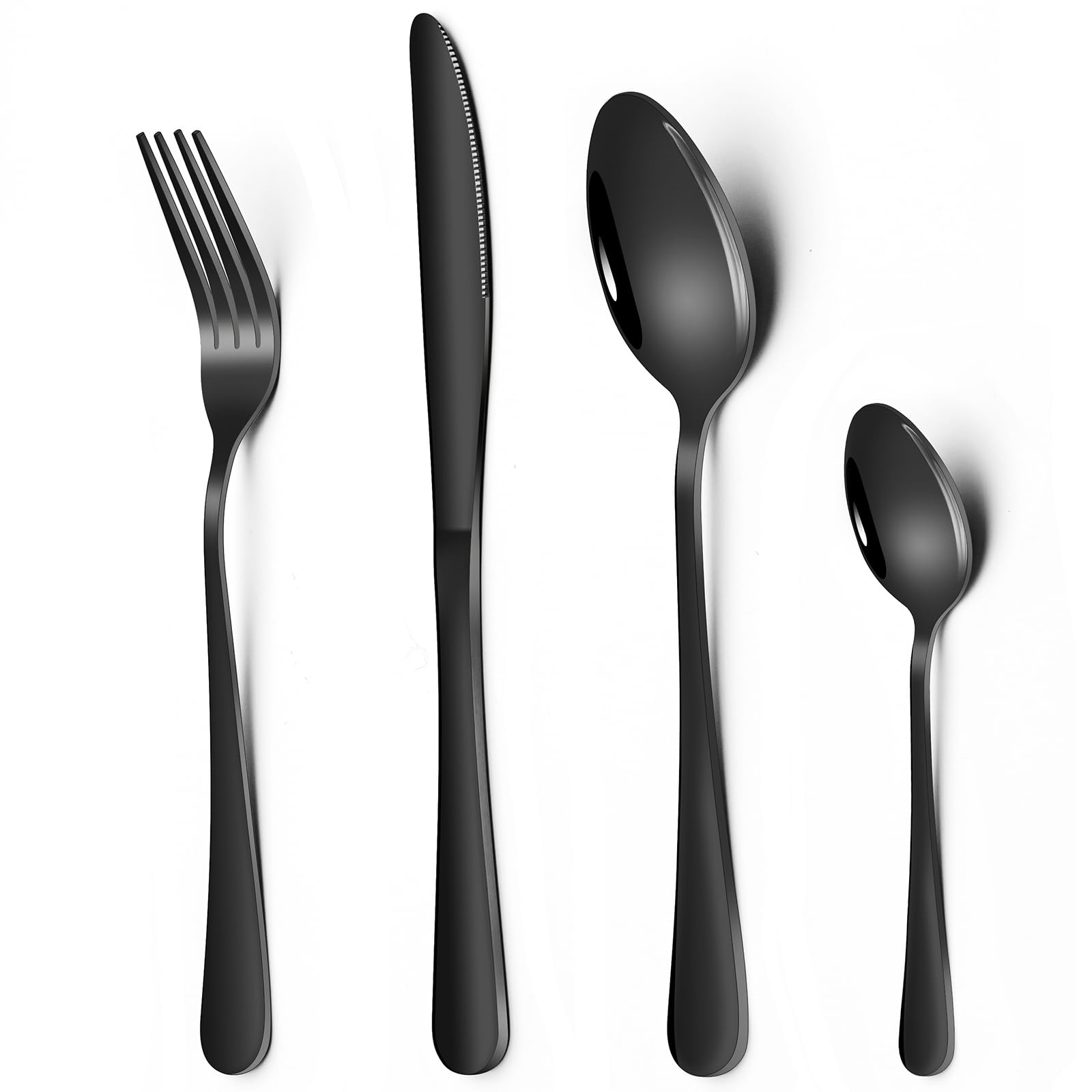 Schwarz Besteck Set, 24 teilig Edelstahl Essbesteck Set für 6 Personen Schwarz Besteck Set, 24 teilig Edelstahl Essbesteck Set für 6 Personen