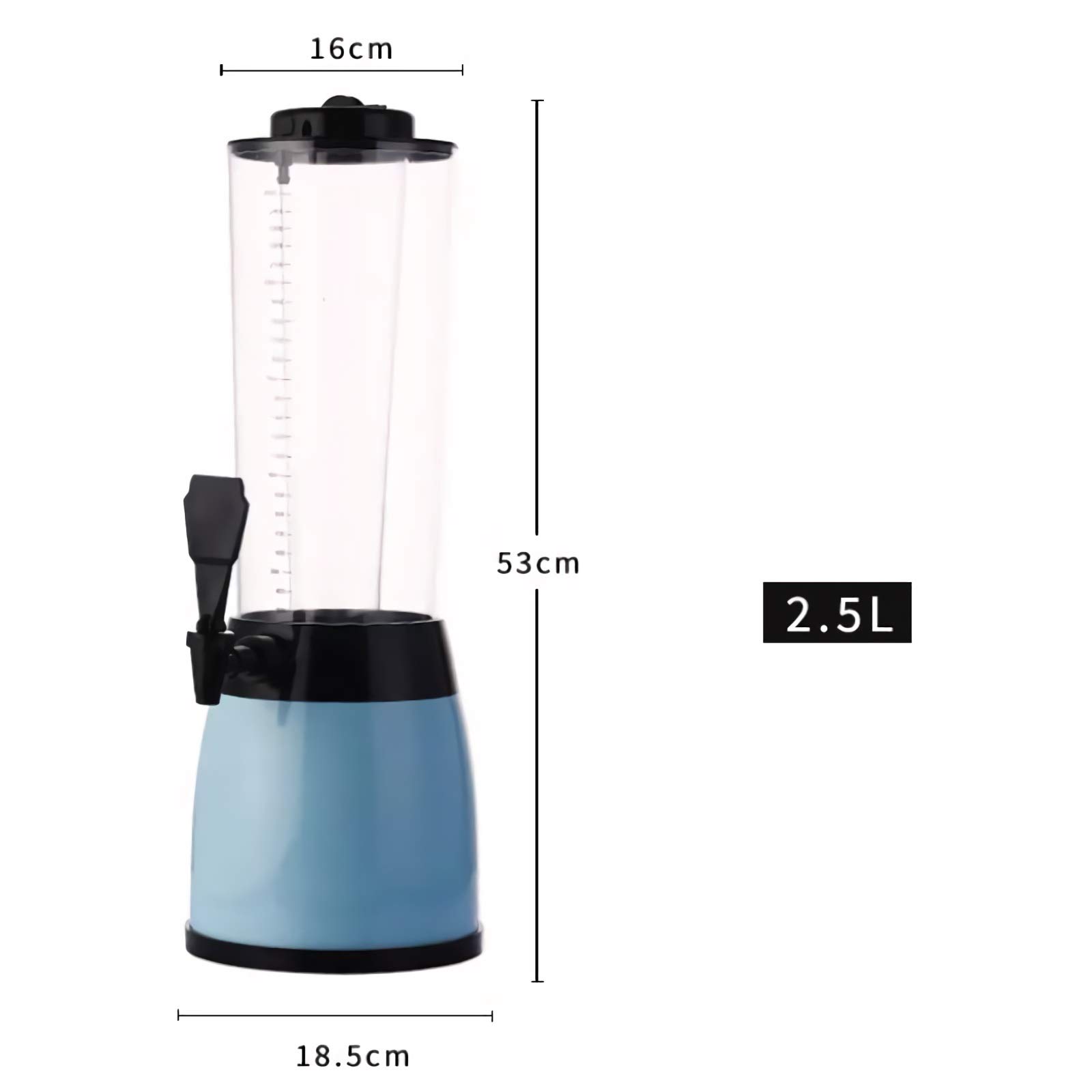 Dispensador de torre de cerveza, dispensador de torre de cerveza con tubo de hielo y grifo, torre de cerveza de barril azul, contenedor de plástico transparente de 2,75 cuartos para dispensador de tor