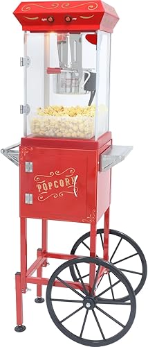 Carro de máquina de palomitas de maíz con hervidor de 8 onzas que hace hasta 32 tazas de palomitas de maíz, estilo máquina de palomitas de maíz, disponible en Yaxa Costa Rica