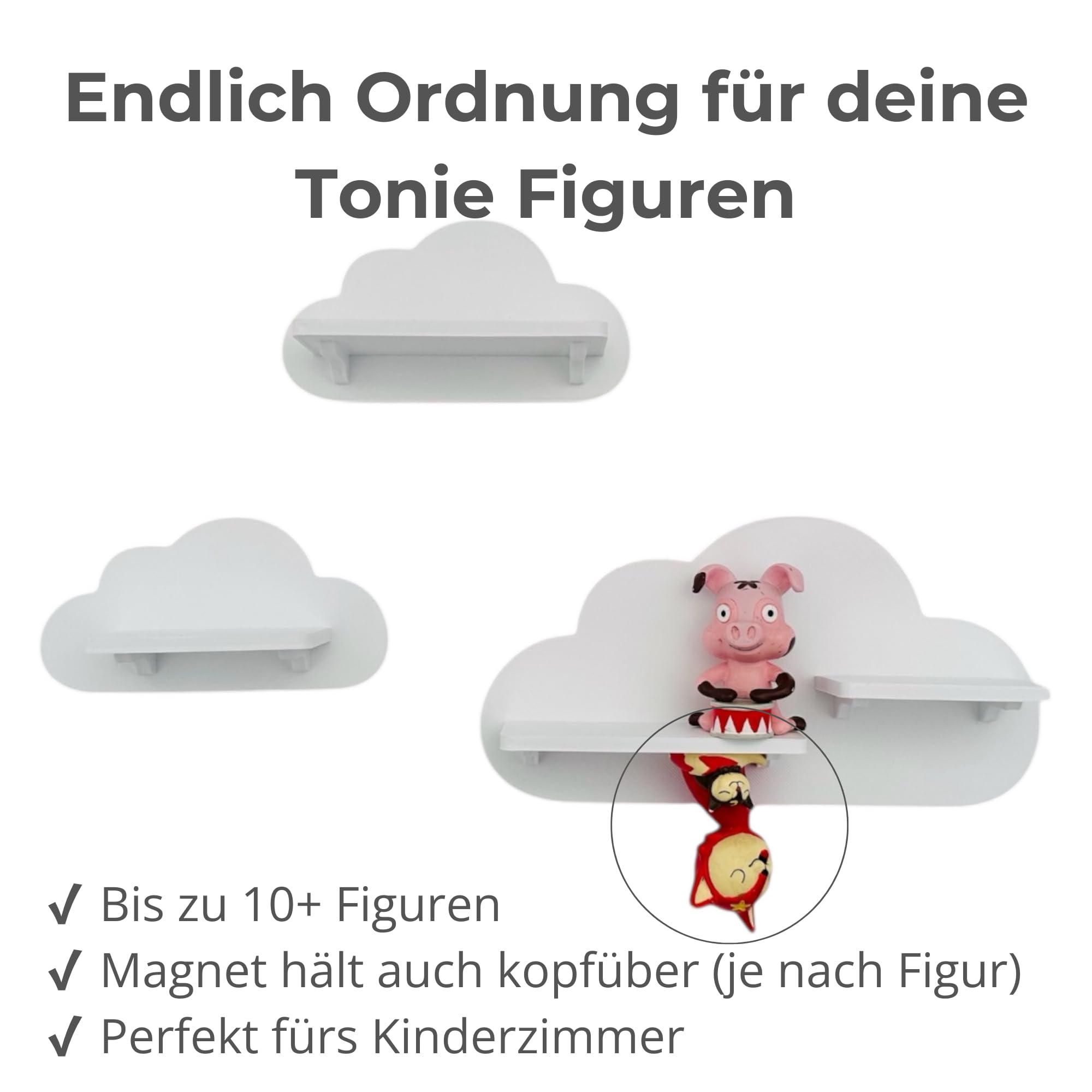 3er Wolken-Set Weiß passend/Kompatibel für die Toniebox Toniefiguren