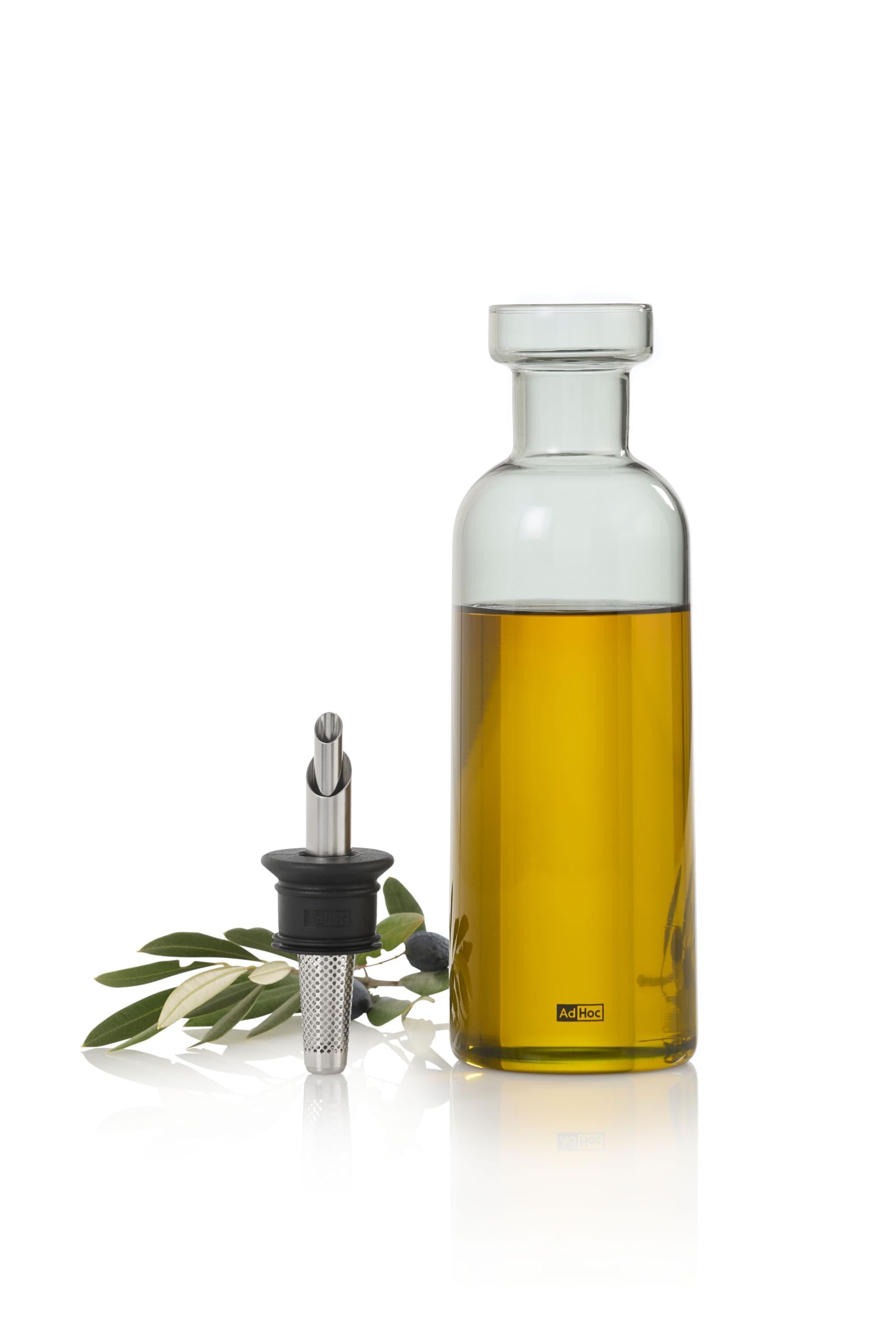 AdHoc AromaPour - Botella grande de vidrio gris para aceite y vinagre, dispensador de aceite y vinagre filtrado, 500 ml, apto para lavavajillas
