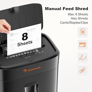 Bonsaii 100 Sheets Auto Feed Paper Shredder, Up to 30 Minutes Shredders for Home Office Use, Micro-Cut Heavy Duty Shredder / 4.2 Gallons/Security Level P-4 (C231-D)