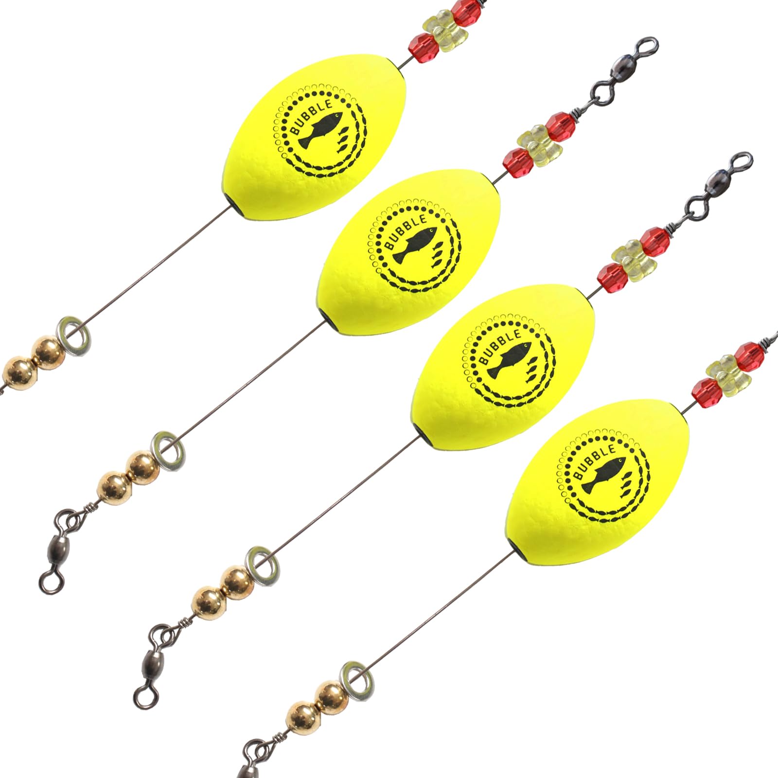 Flotadores de corchos para pesca en agua salada, pesca costera, 4 unidades, sonajero, ovalado, pez rojo, trucha moteada