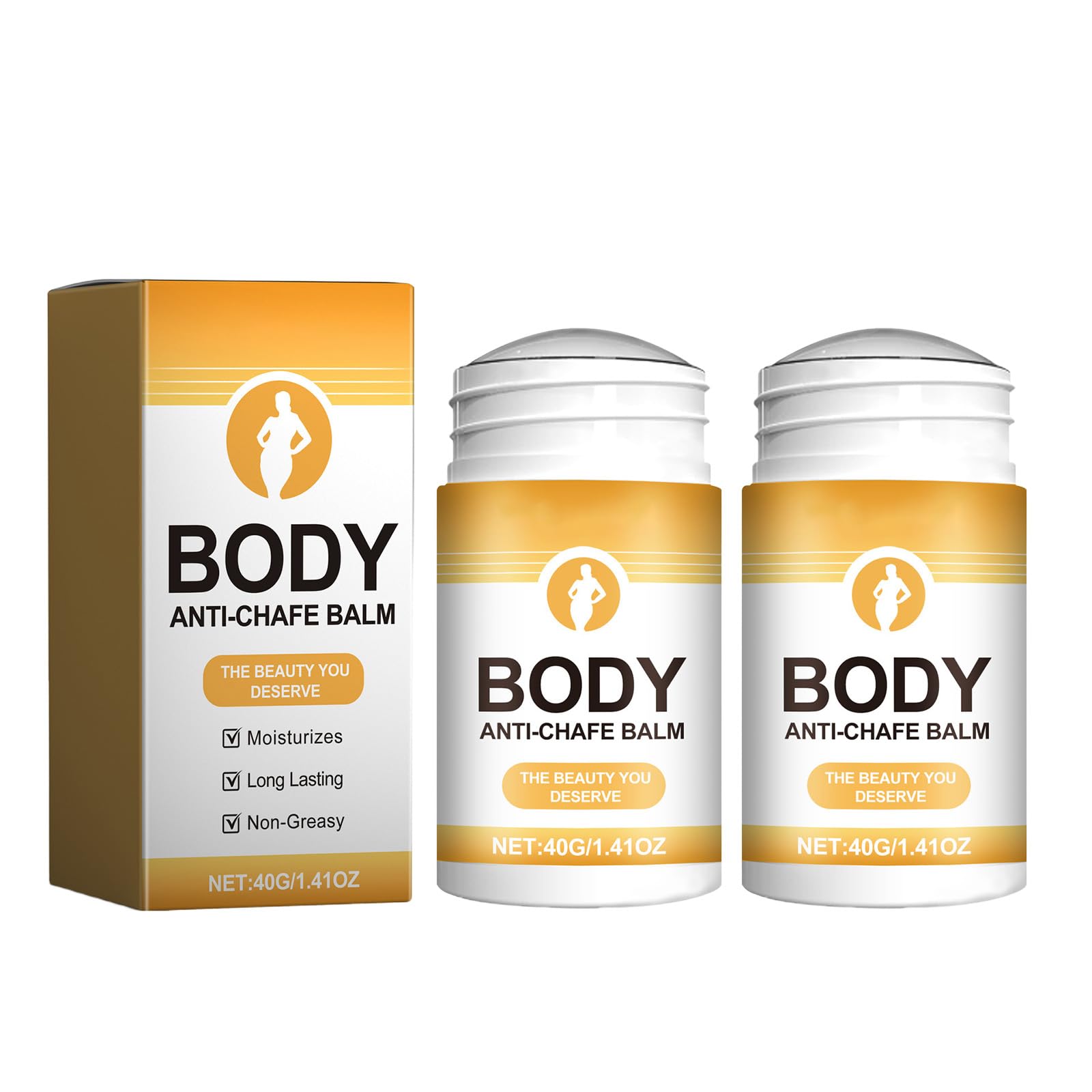 hommova 2-Pack Anti-Chafe Stick for Thighs & Sports – Friction-Reducing Balm with Shea Butter Coconut Oil and Beeswax for Chub Rub Comfort and Skin Protection
