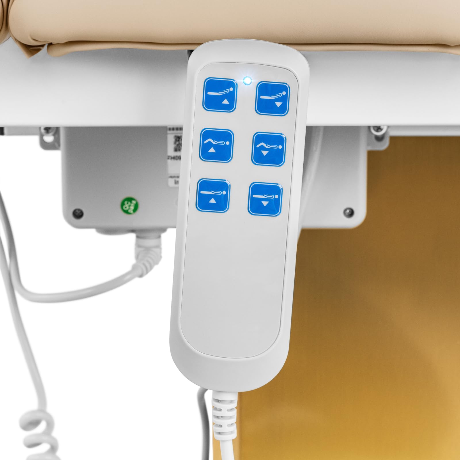 Physa Elektrische Kosmetikliege 3 motoren 300 W 190 x 65 x 60-76 cm 200 kg beige/golden Behandlungsliege Kosmetikstuhl Therapieliege Tattooliege