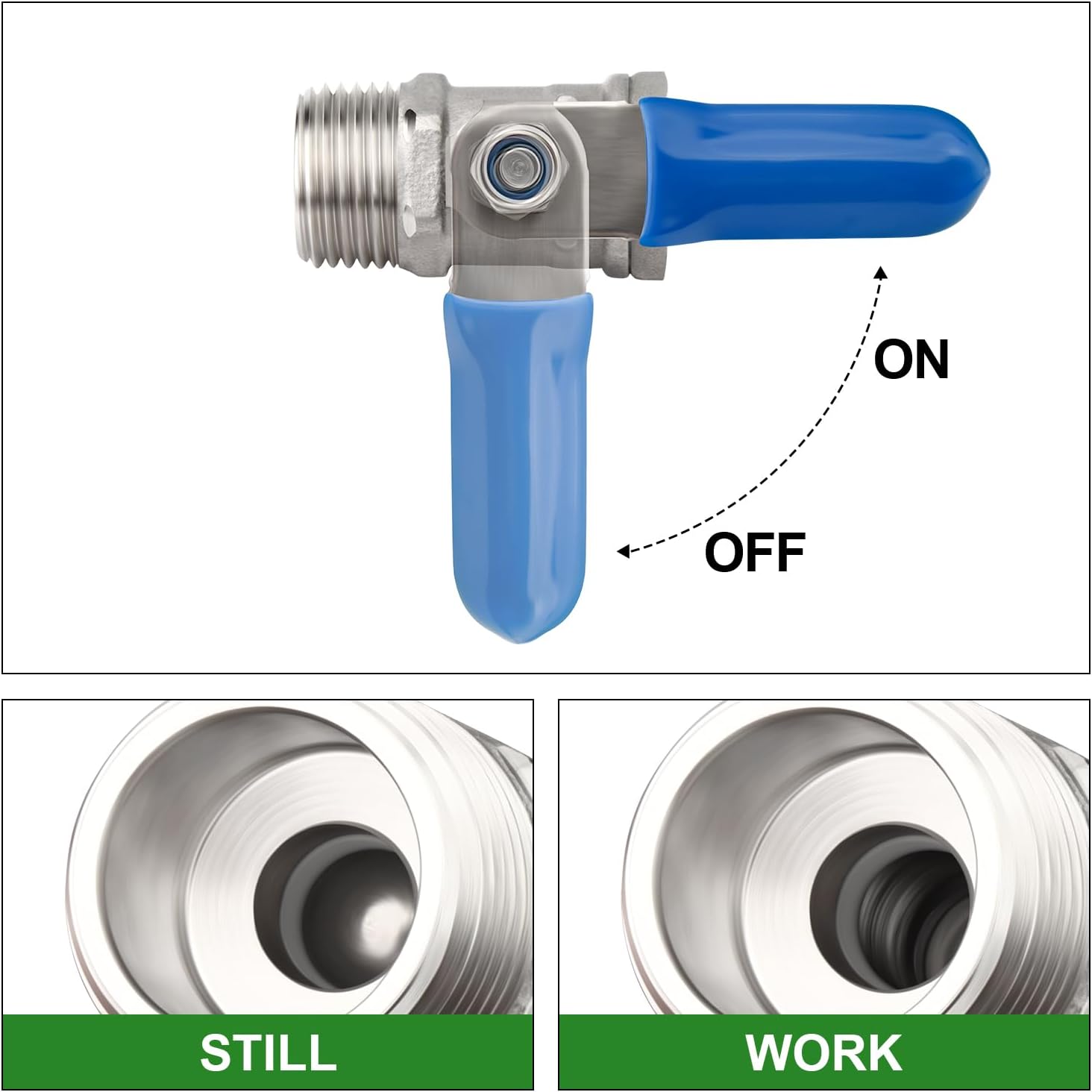 1PCS 304 Stainless Steel Mini Ball Valve Shut Off Switch, 3/8" Hose Barb x 3/8" NPT Male with Hose Clamps for Fuel/Air/Lquid/Gas