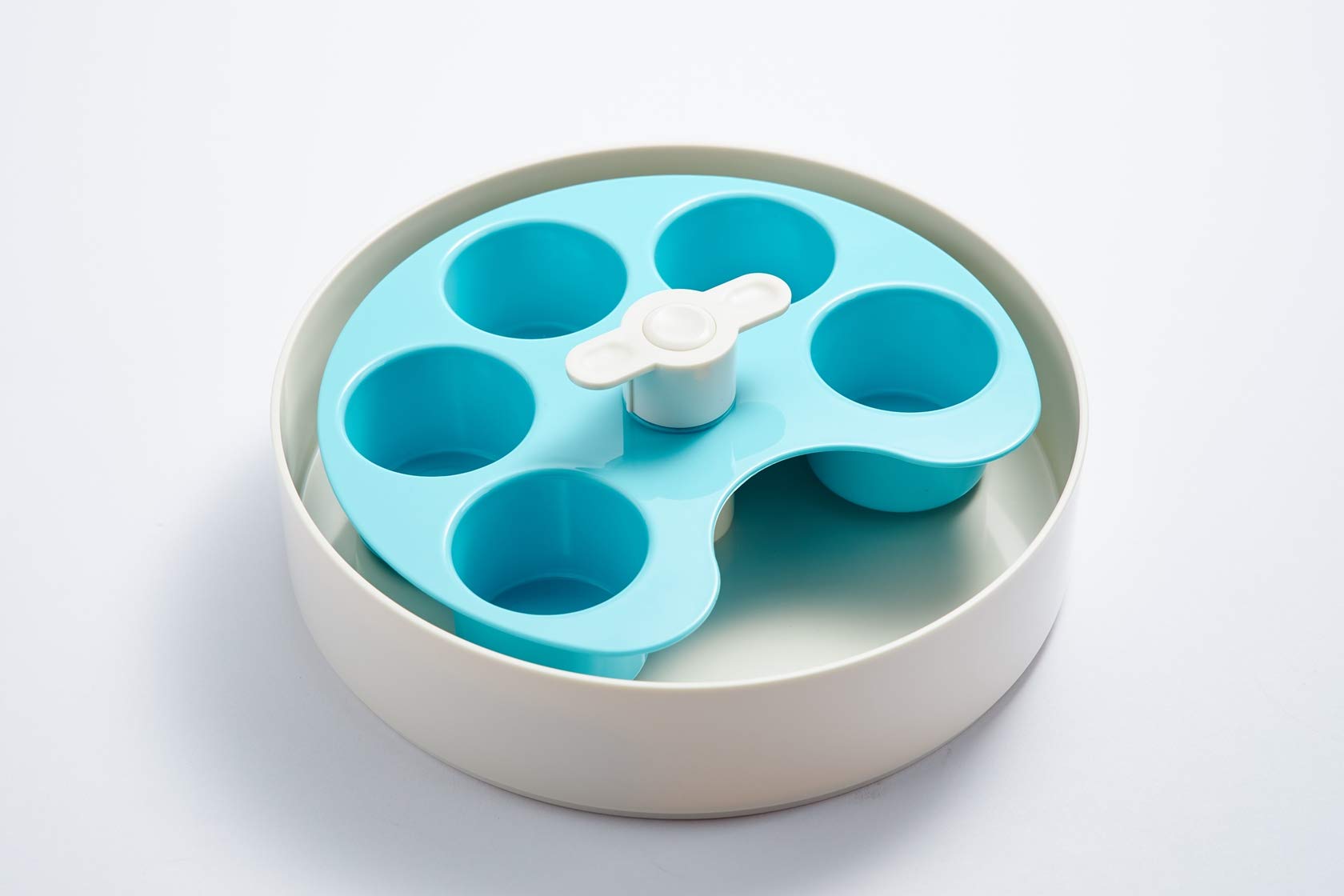 PetDreamHouseSPIN Interactive Slow Feed Bowl For Dogs, Fun Interactive Puzzle Feeder Prevents Bloating And Controls Fast Eating - One Size - Blue Pallette