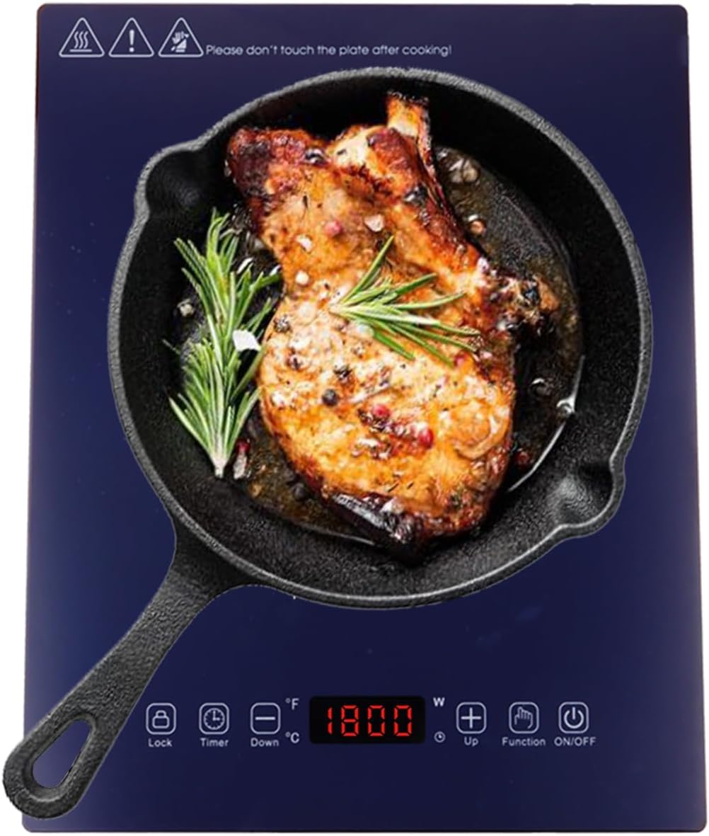 Portable Electric Induction Cooktop, 1800W Electric Hot Plate for Cooking, Single Electric Induction Stove with Sensor Touch Control, Infrared Burner with 3H Timer and Safety Lock- Black (Single Burner Electric Cookto) Thumbnail