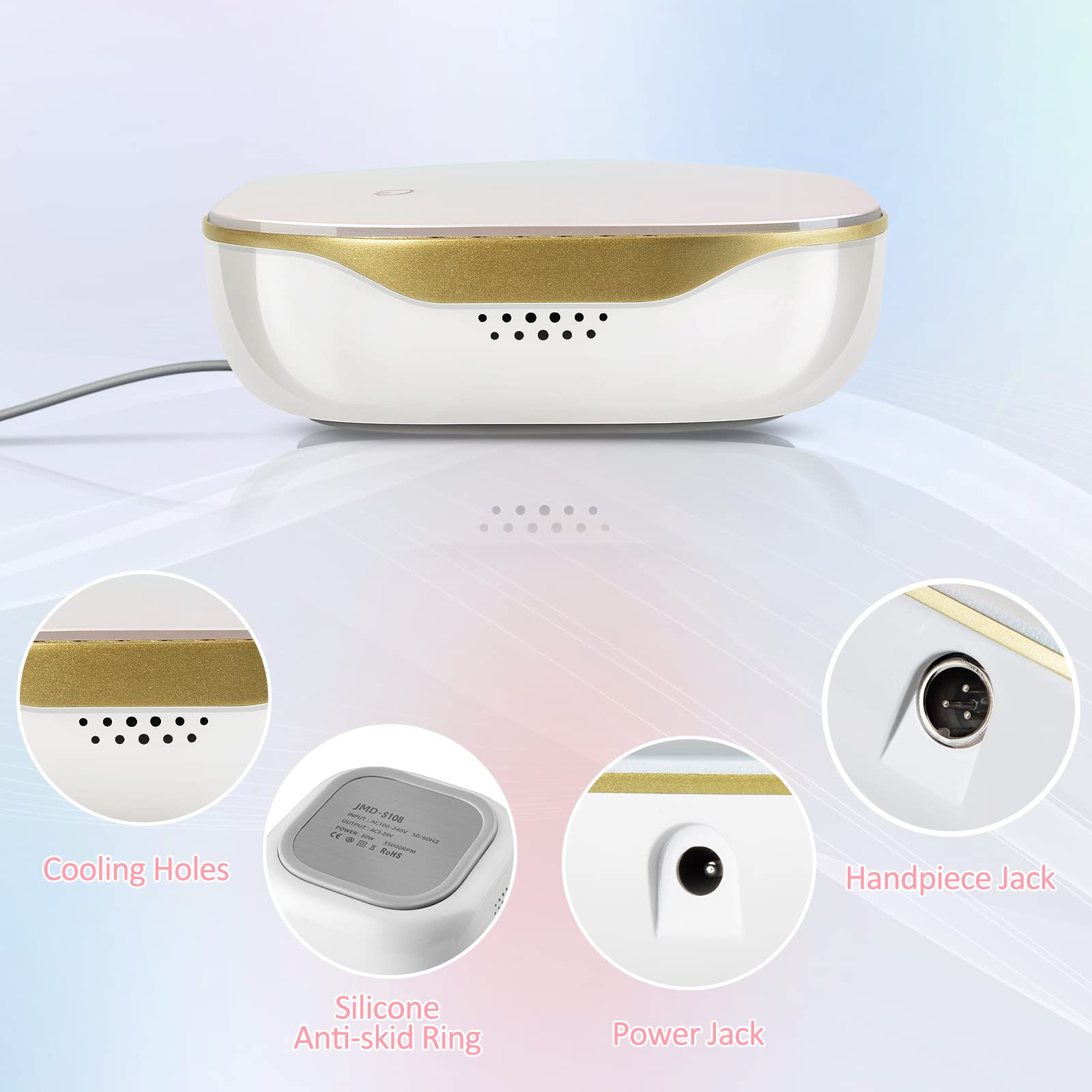 Madenia Professional Electric Nail Drill Machine with LCD Touch Screen, 35000 RPM Efile Nail File Drill for Arylic Gel Nails, E File Kit for Salon Home Manicure Use, Blue (EU-MU-S108-P)