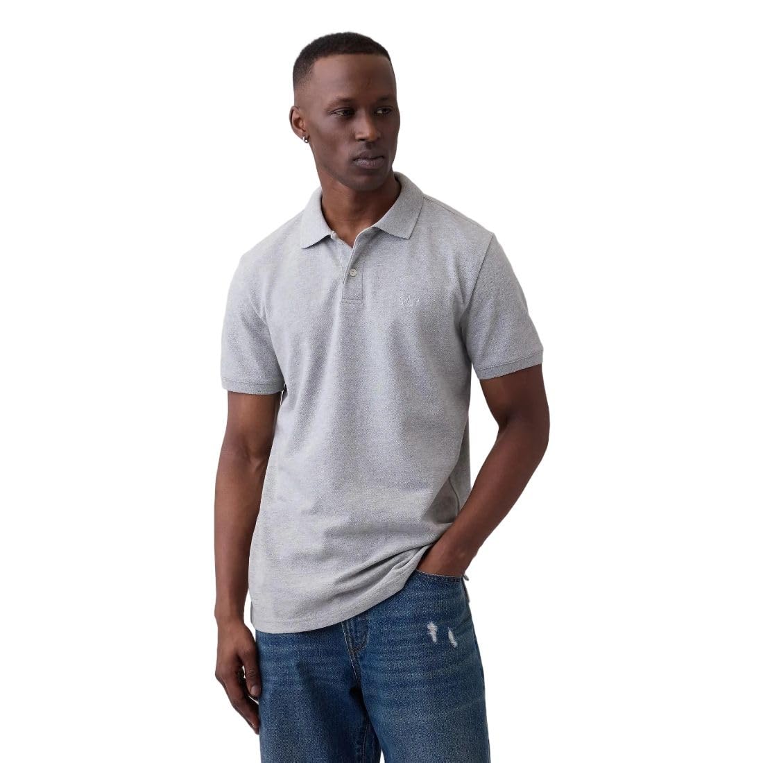 gap Men's Polo Neck Half Sleeves Grey T-Shirt, Grey, XL-picture-39