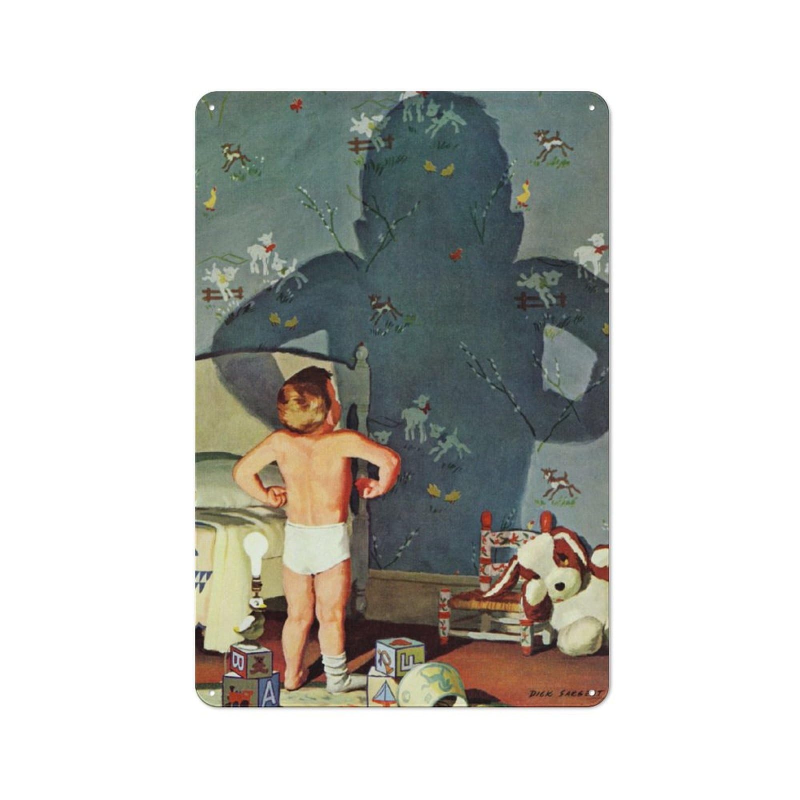 Junmoney Shadow Retro Tin Wall Plaque 30X20cm For Man Cave Or Games Room, A Decorative Christmas Gift For Man Cave Decor Fans