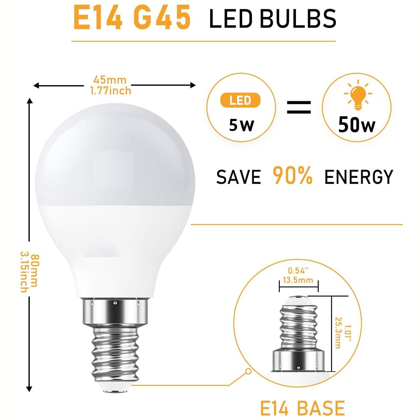 Pack de 20 Bombilla Led E14 Luz Cálida 3000K No Regulable 3W (Equivalente 30W) 240 Lúmenes Sin Parpadeo Casquillo Edison Pequeño Para Lámparas de Techo y Pared(Warm White 2700K,5W)