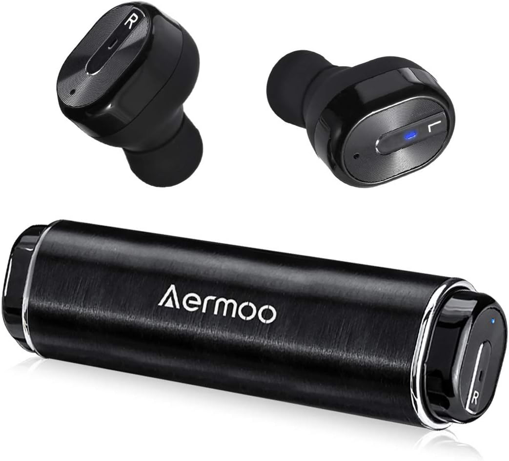 Wireless Headphones, AERMOO B2 Wireless Earbuds Bluetooth 4.2 TWS Stereo Wireless Earphone In Ear, Battery Charging Case, Built-in Mic, CVC Noise Cancellation Headset Hands-free, Brushed Metal