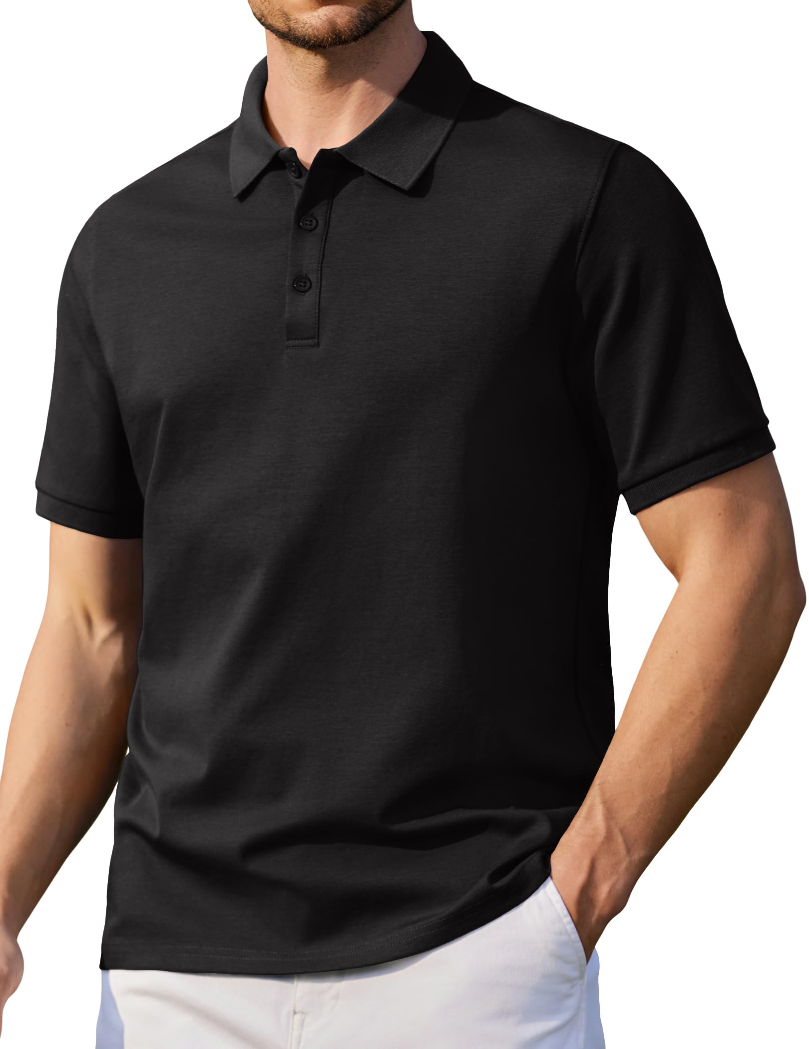 COOFANDY Polo Hombre Manga Corta de Algodón Básico Polo de Golf Casual Verano