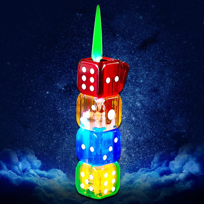 Encendedor a butano colorido con llama ajustable y recargable miniatura 1